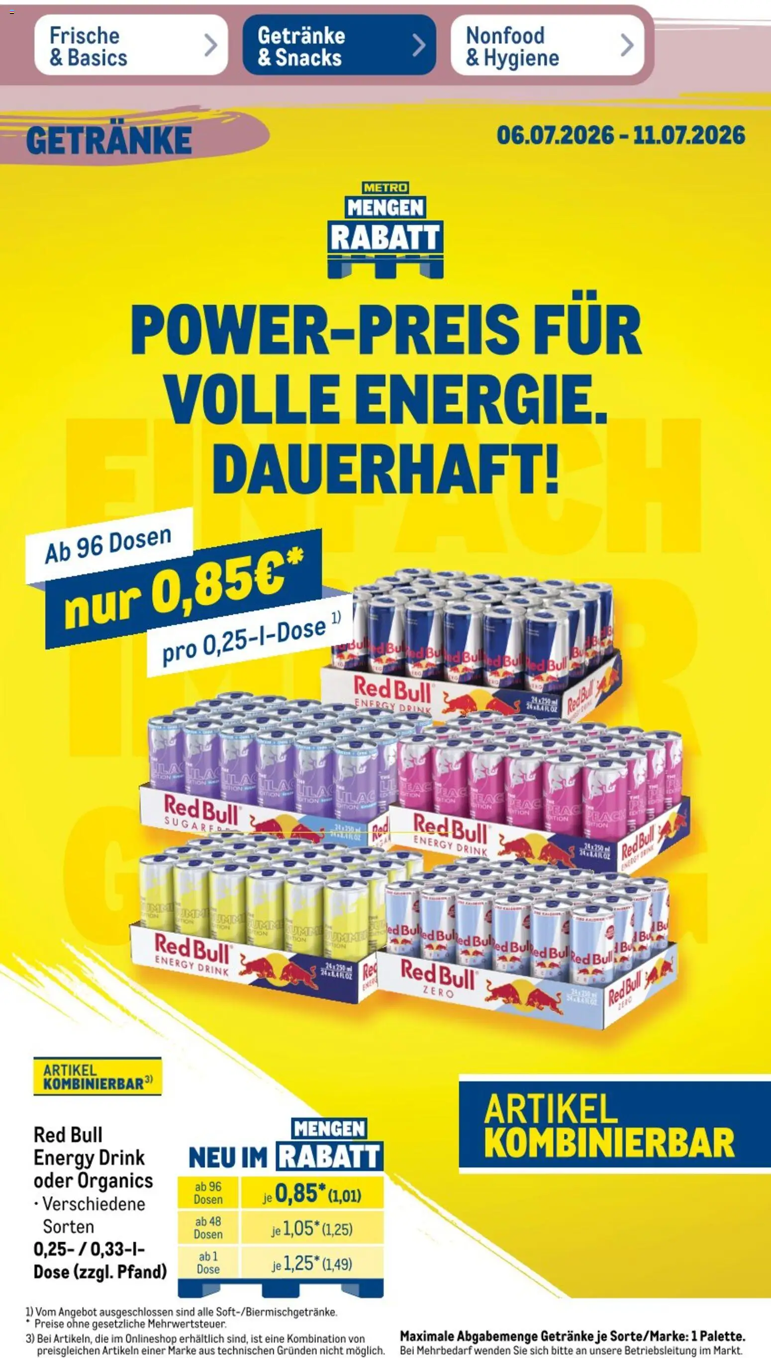 Metro Non Food & Hygiene – gültig ab 06.07.2026 | Seite: 20 | Produkte: Red bull, Energy