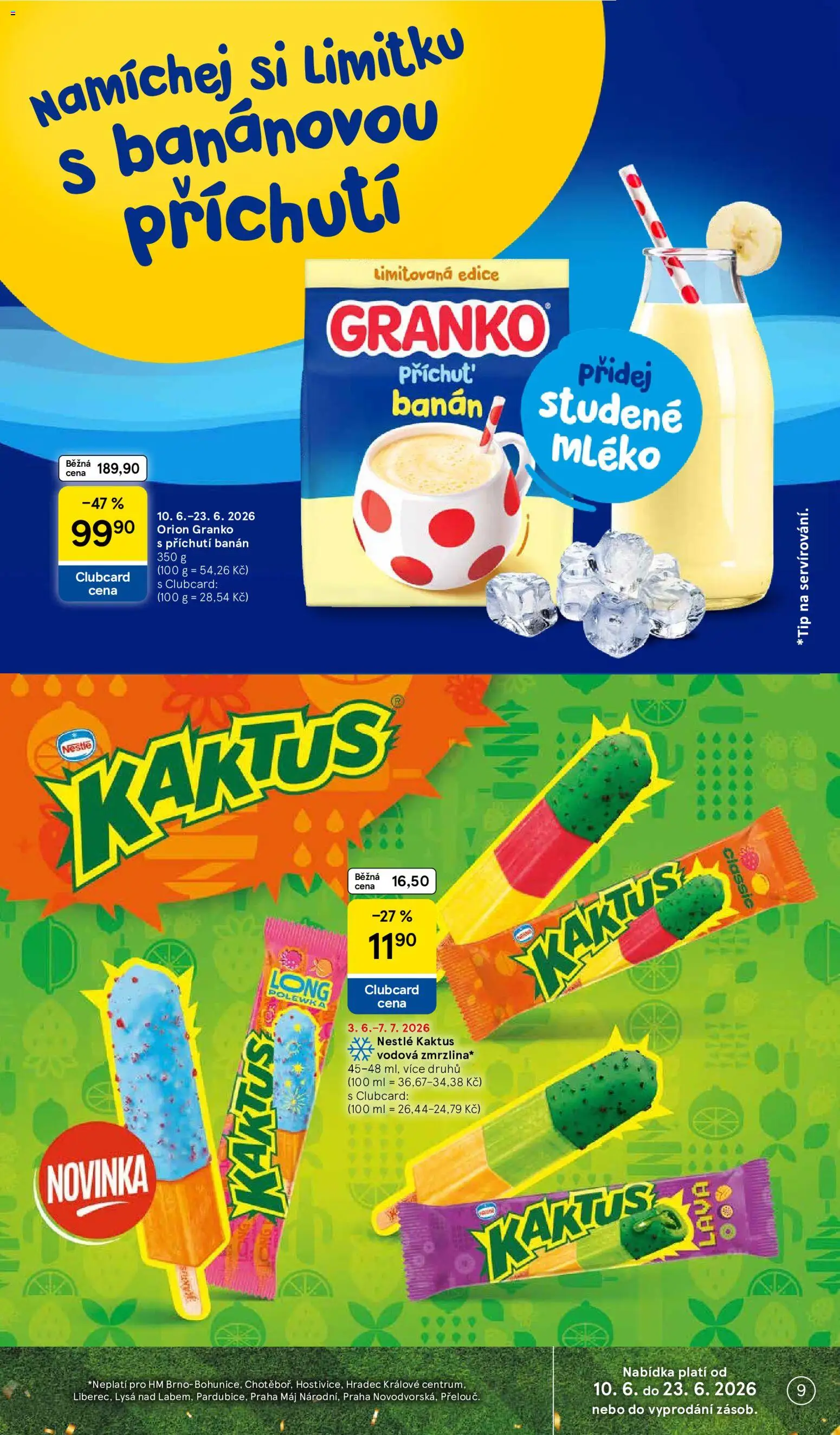 Tesco leták - Hypermarket od 10.06.2026 | Strana: 9 | Produkty: Mléko, Granko, Banán
