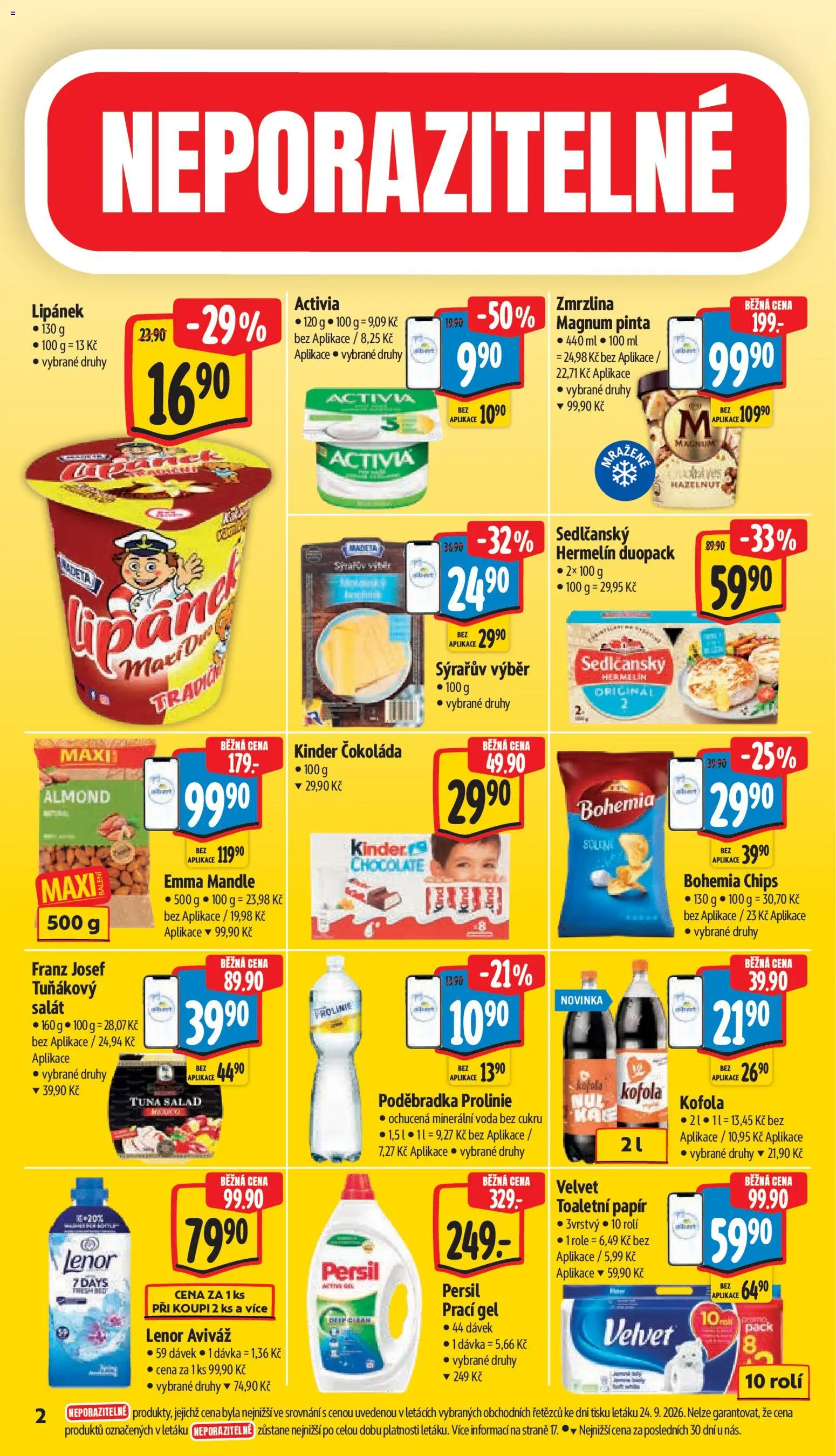 Albert leták - Supermarket Frenštát pod Radhoštěm od 30.09.2026 | Strana: 10 | Produkty: Prací gel, Zmrzlina, Mandle, Tuňákový salát