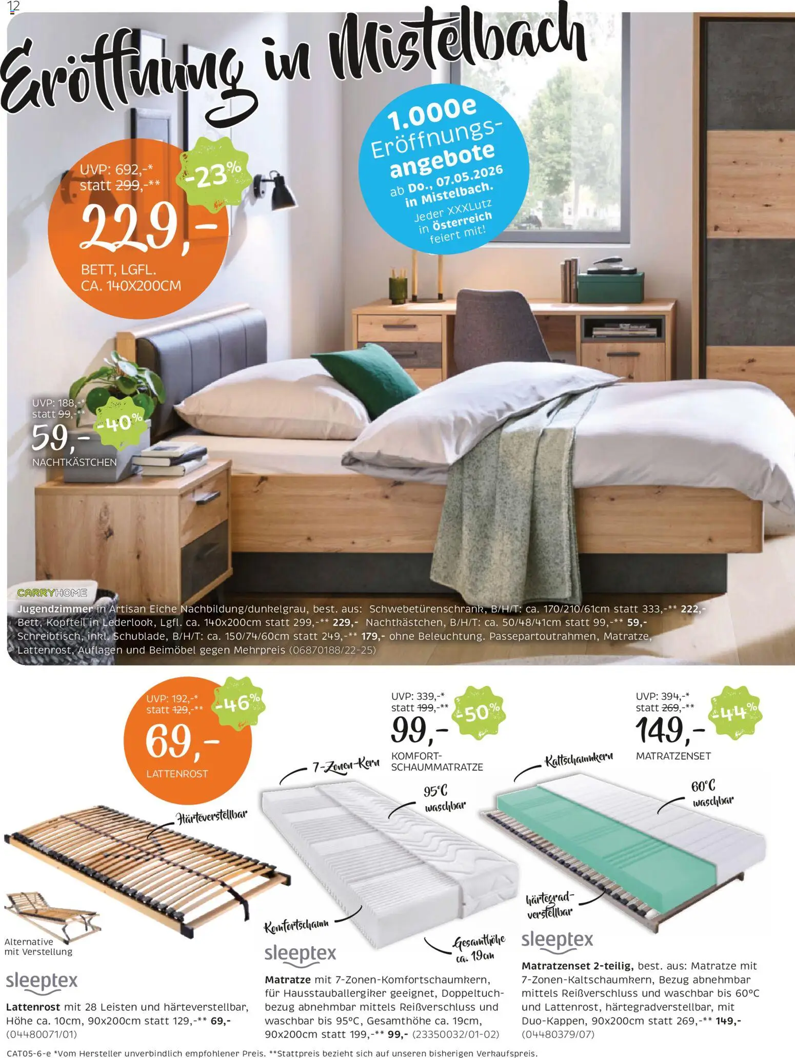 XXXLutz Carry Home gültig ab 05.05.2026 | Seite: 12 | Produkte: Matratze, Lattenrost