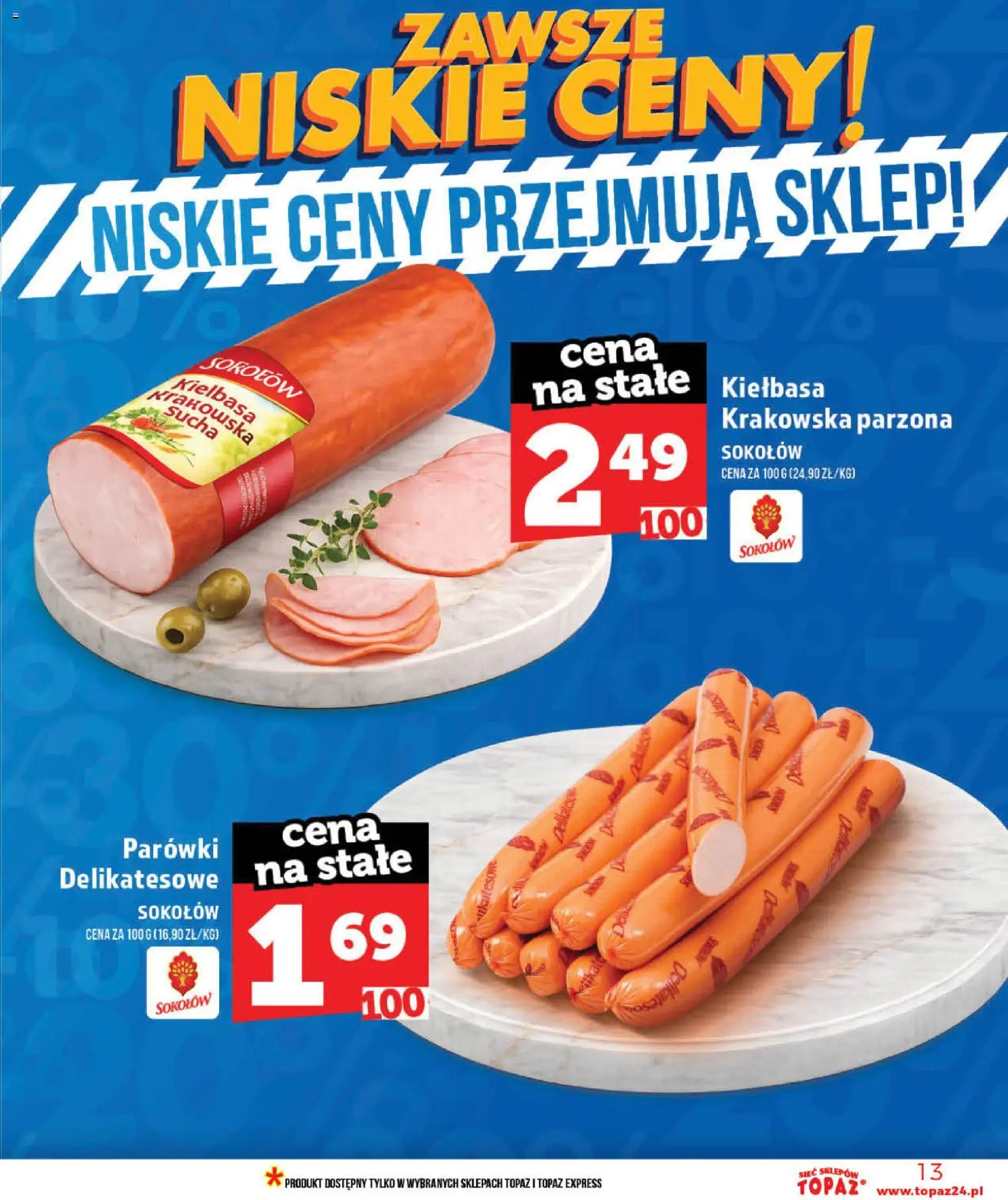 Topaz gazetka - MAZ od 28.05.2026 | Strona: 13 | Produkty: Kiełbasa, Parówki, Kiełbasa krakowska