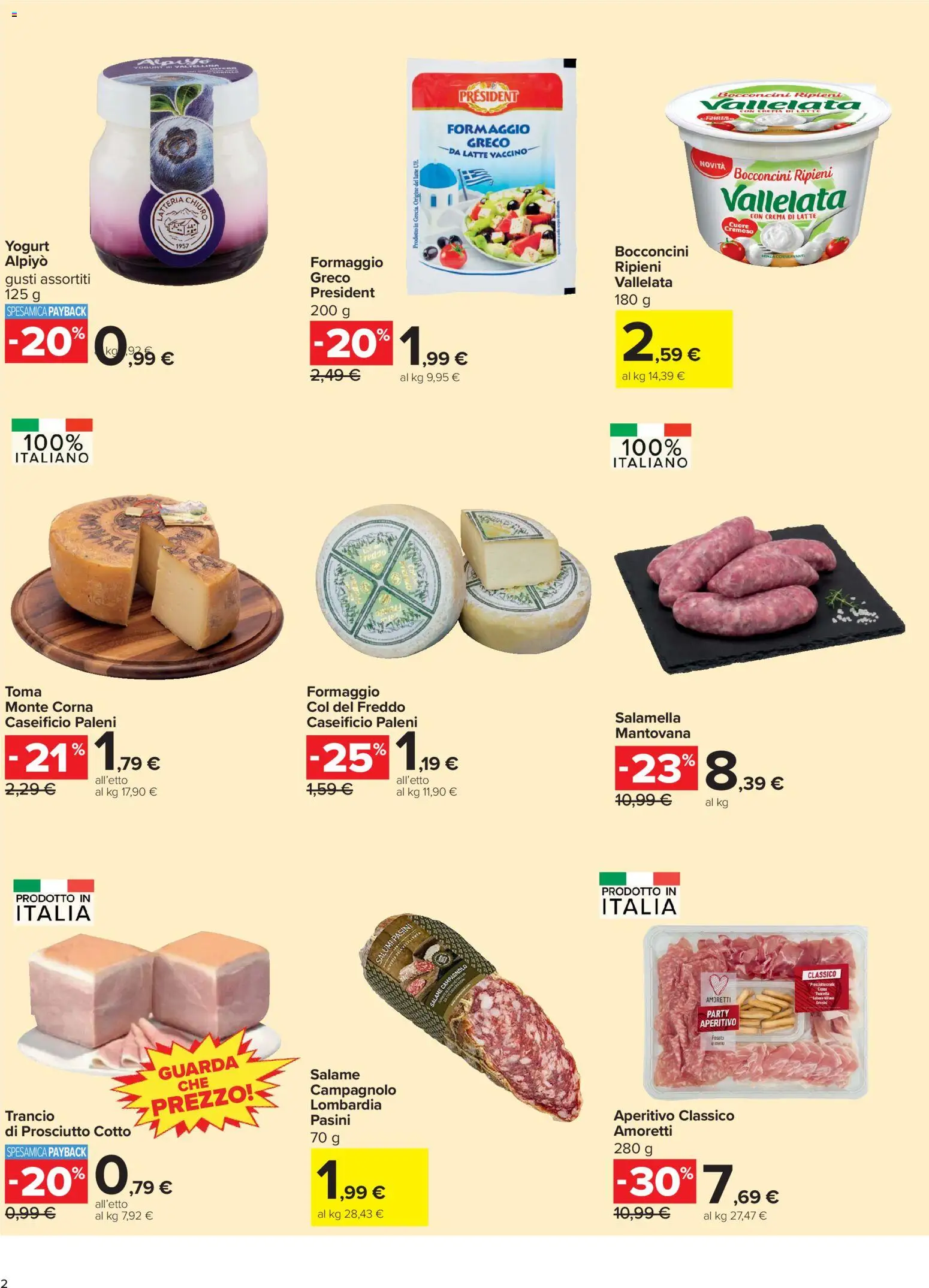 Volantino Carrefour del 13/07/2026 | Pagina: 2 | Prodotti: Salamella, Prosciutto Cotto, Yogurt, Prosciutto
