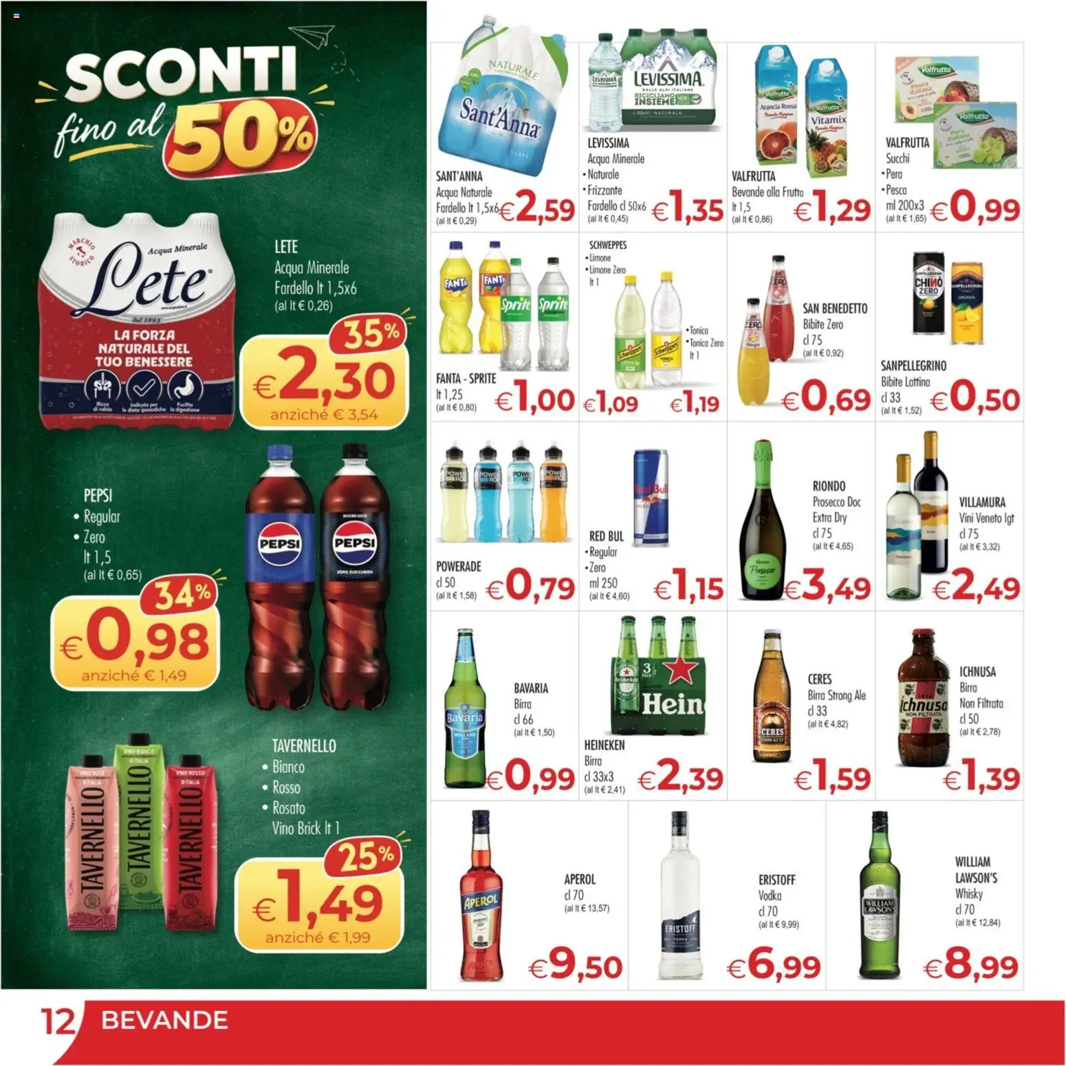 Volantino MerSi Supermercati del 23/09/2026 | Pagina: 12 | Prodotti: Prosecco, Acqua, Fanta, Sprite