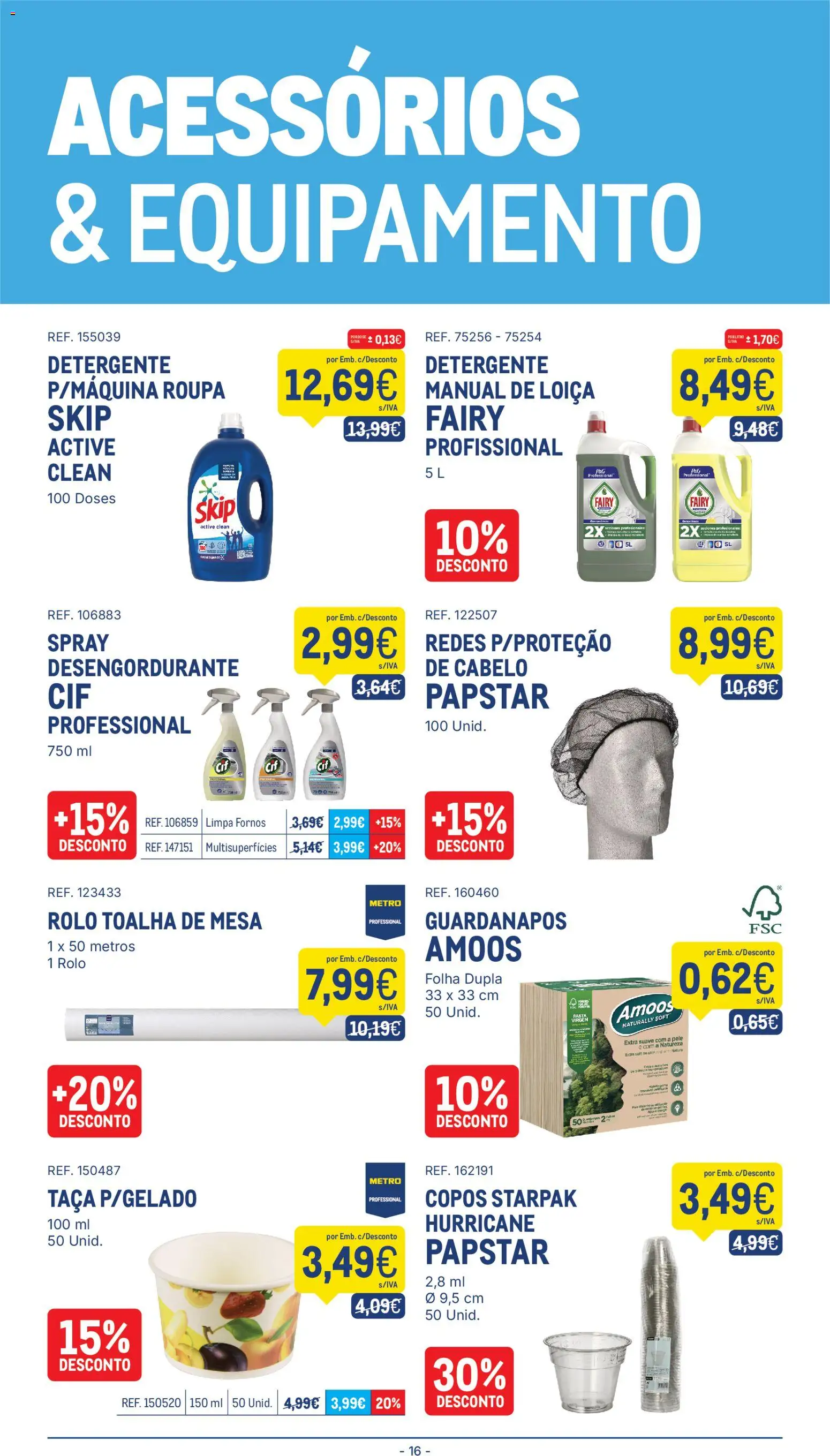 Makro folheto │ válido de 30/06/2026 | Página: 16 | Produtos: Copos, Guardanapos, Detergente, Mesa