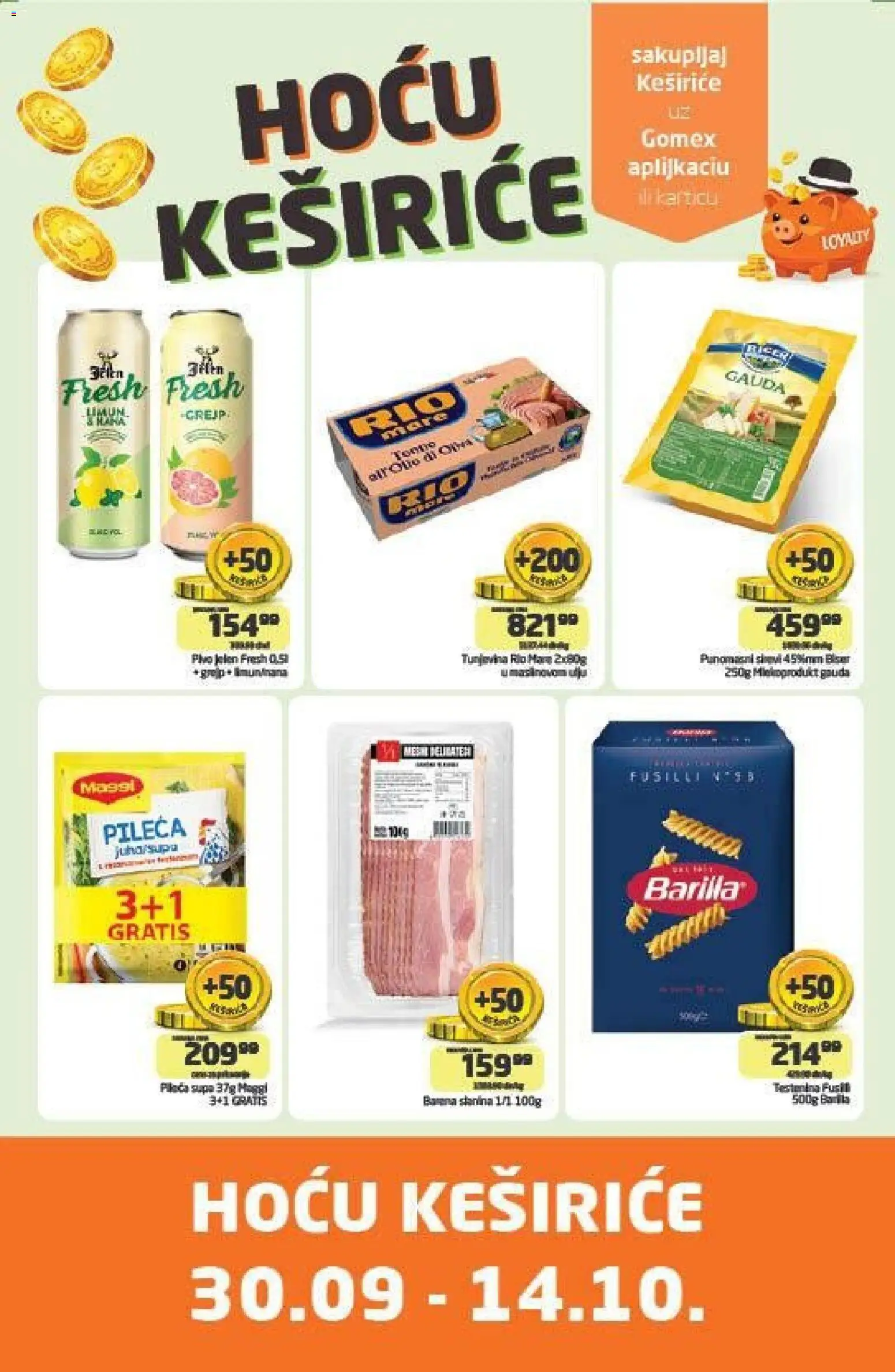 Gomex katalog - važi od 30.09.2026 | Strana: 1 | Proizvode: Rio mare, Gouda, Pivo, Slanina