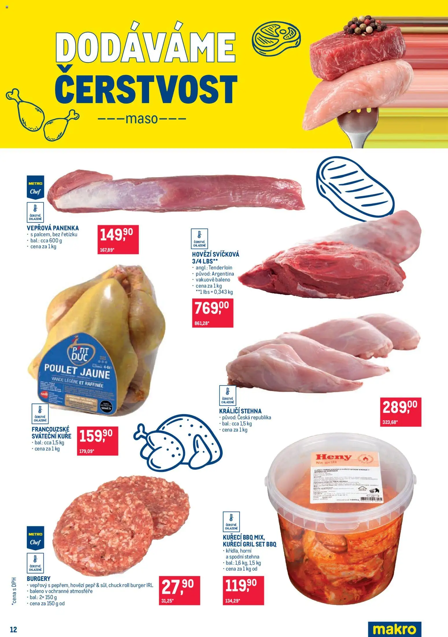 Makro leták - Pro milovníky jídla od 12.08.2026 | Strana: 12 | Produkty: Burger, Vepřová panenka, Gril, Kuře