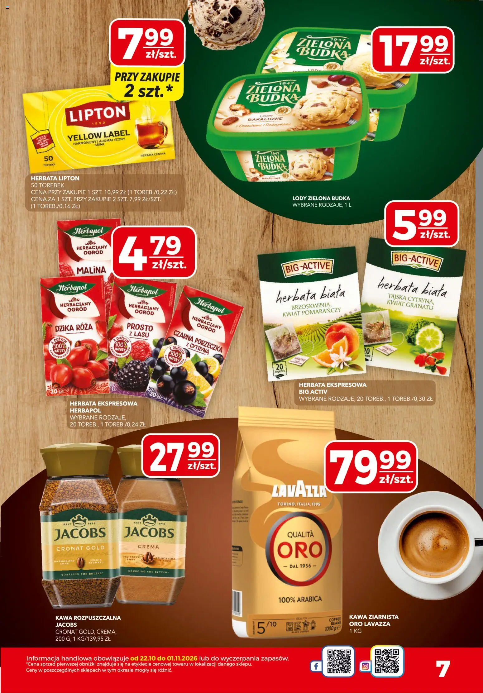 Top Market gazetka od 22.10.2026 | Strona: 7 | Produkty: Kawa ziarnista, Kawa rozpuszczalna, Biała herbata, Lody Zielona Budka