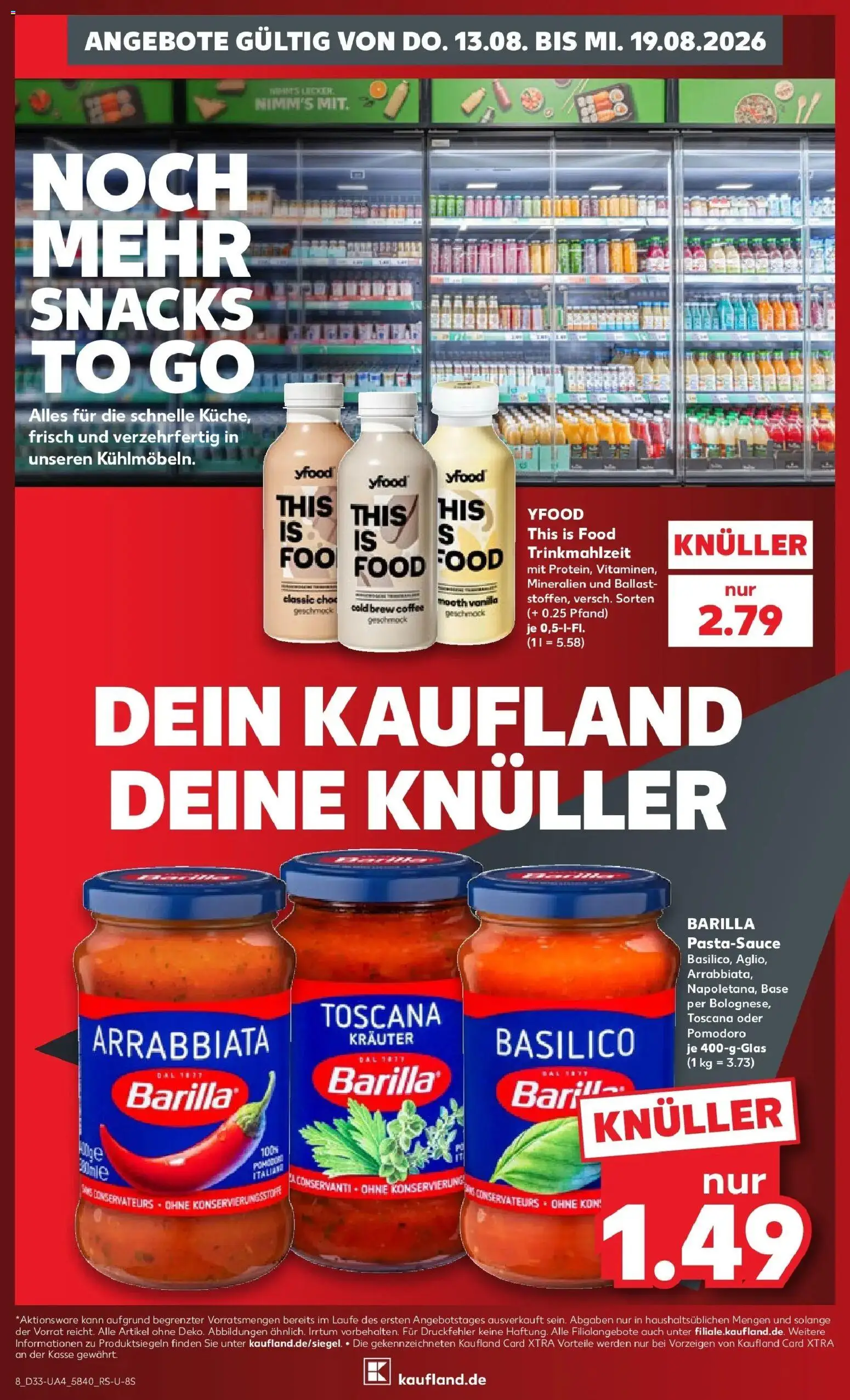 Prospekt Kaufland ab 13.08.2026 » Angebote Online zum Blättern | Seite: 8 | Produkte: Barilla, YFood