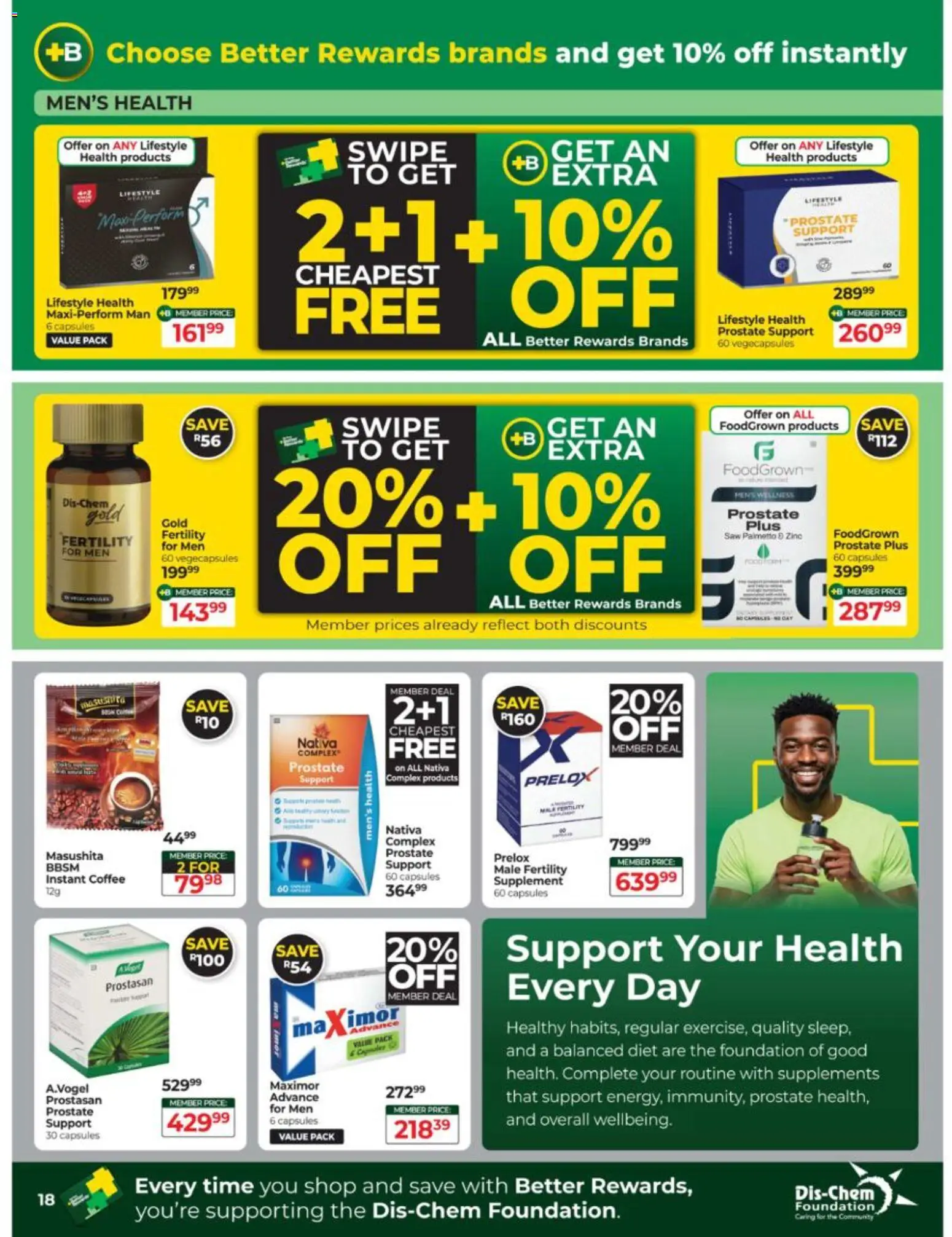 New Dis-Chem catalogue – valid from 15/09/2026 | Page: 18 | Products: Coffee, Foundation, Supplements, Instant coffee