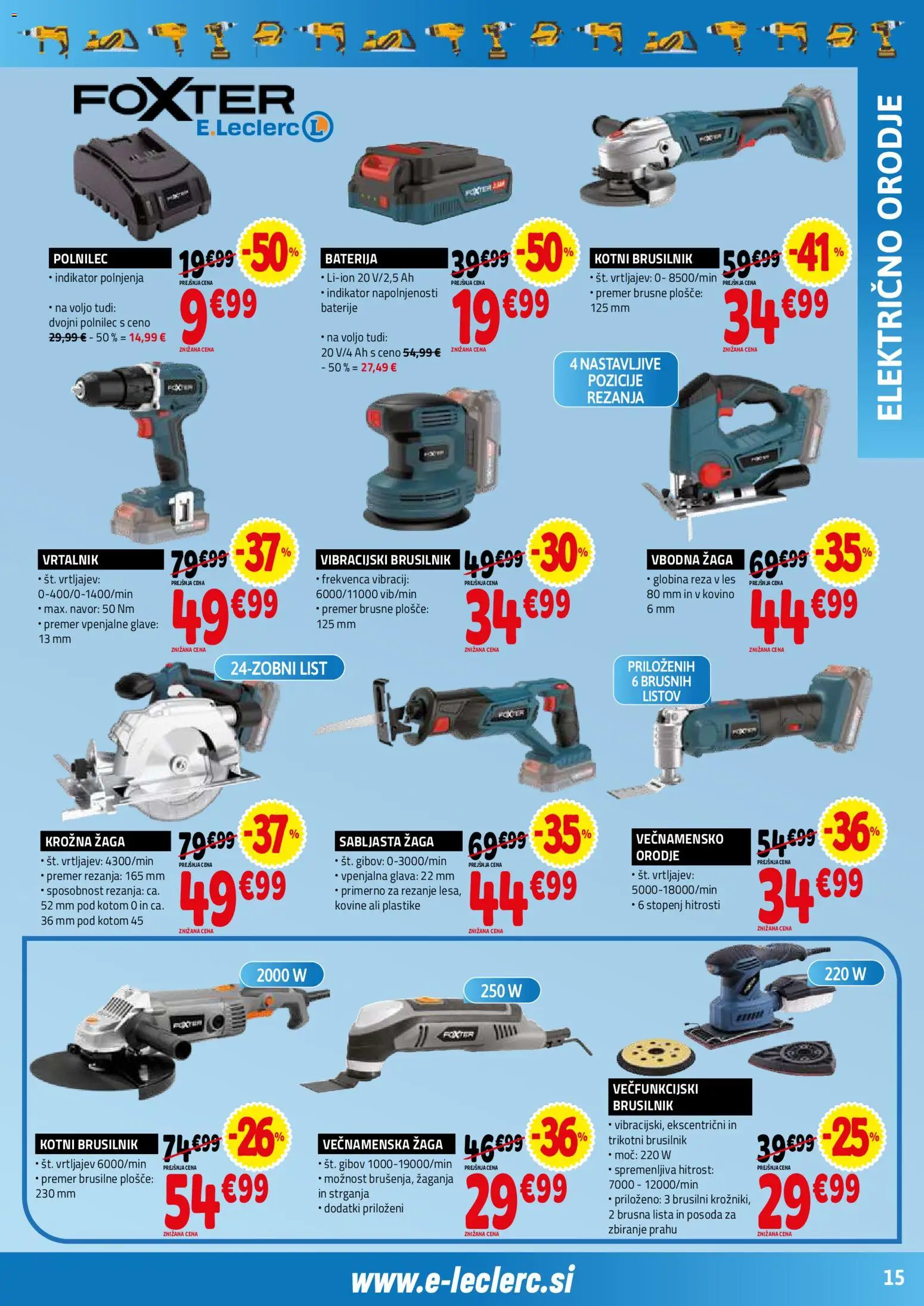 Novi E.leclerc katalog ponudbe – veljaven od 02.09.2026 | Stran: 15 | Izdelki: Baterija, Baterije, Orodje, Krožna žaga
