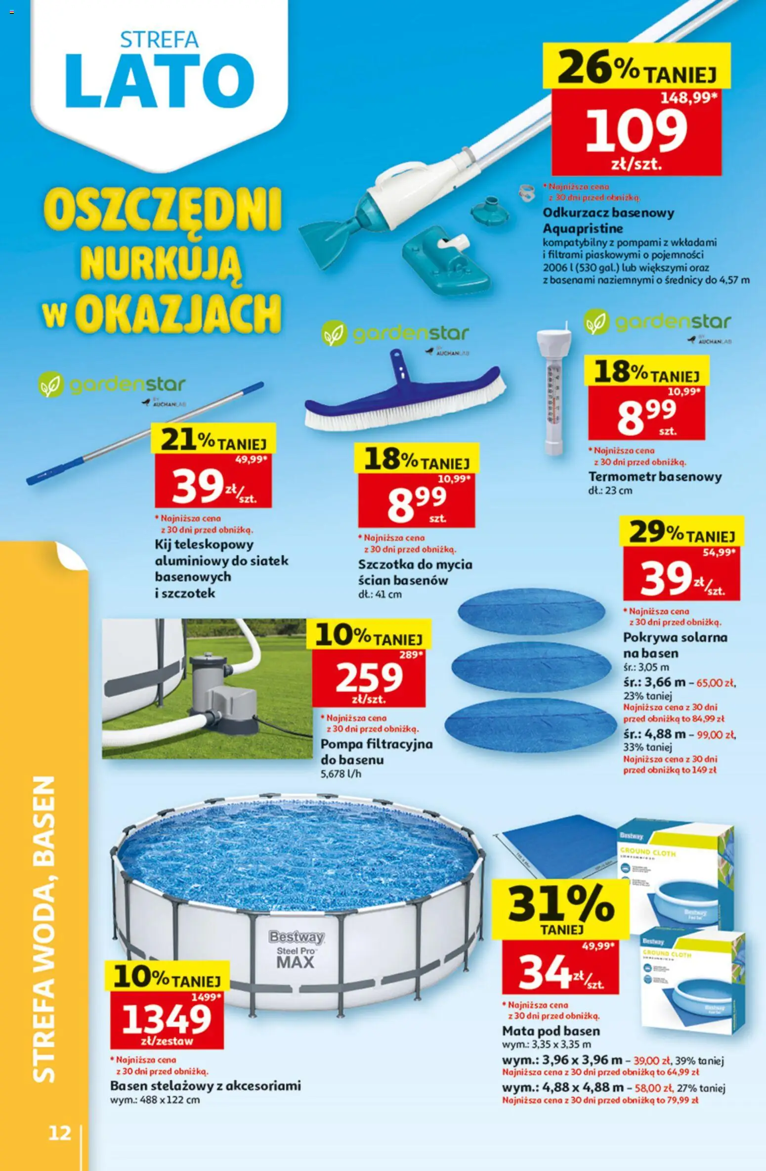 Auchan gazetka - 30 Lat Hipermarket od 25.06.2026 | Strona: 12 | Produkty: Odkurzacz, Termometr, Basen, Szczotka