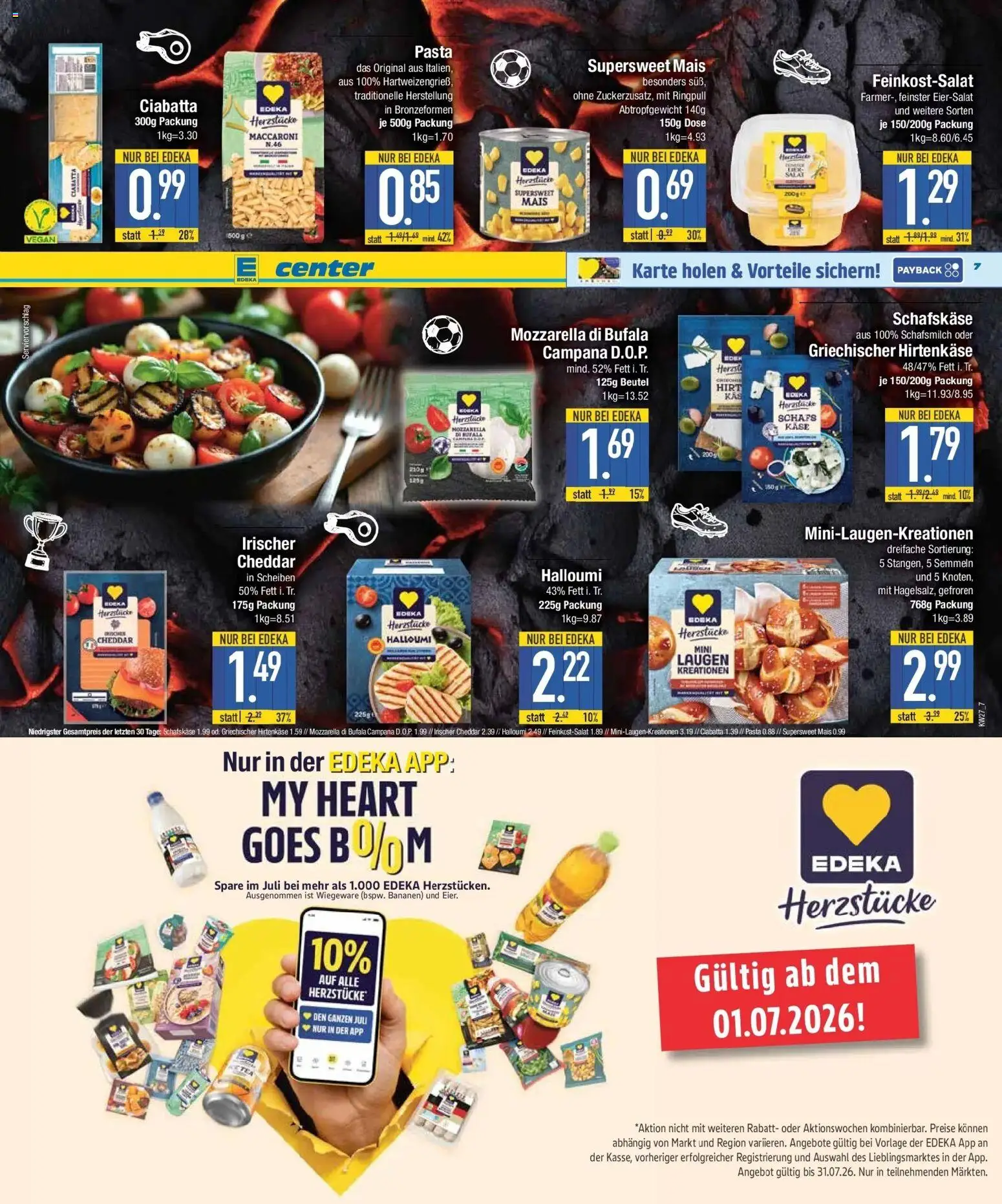 Edeka - EDEKA: Wochenangebote (ab 28.06.2026) » Angebote Online | Seite: 7 | Produkte: Käse, Mozzarella, Bananen, Pasta