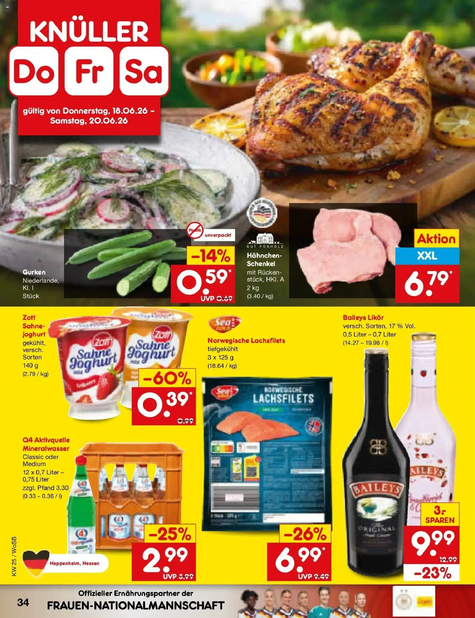 Netto Marken-Discount Prospekt Mannheim – gültig ab 14.06.2026 | Seite: 46 | Produkte: Hahnchen, Likör, Mineralwasser, Gurken