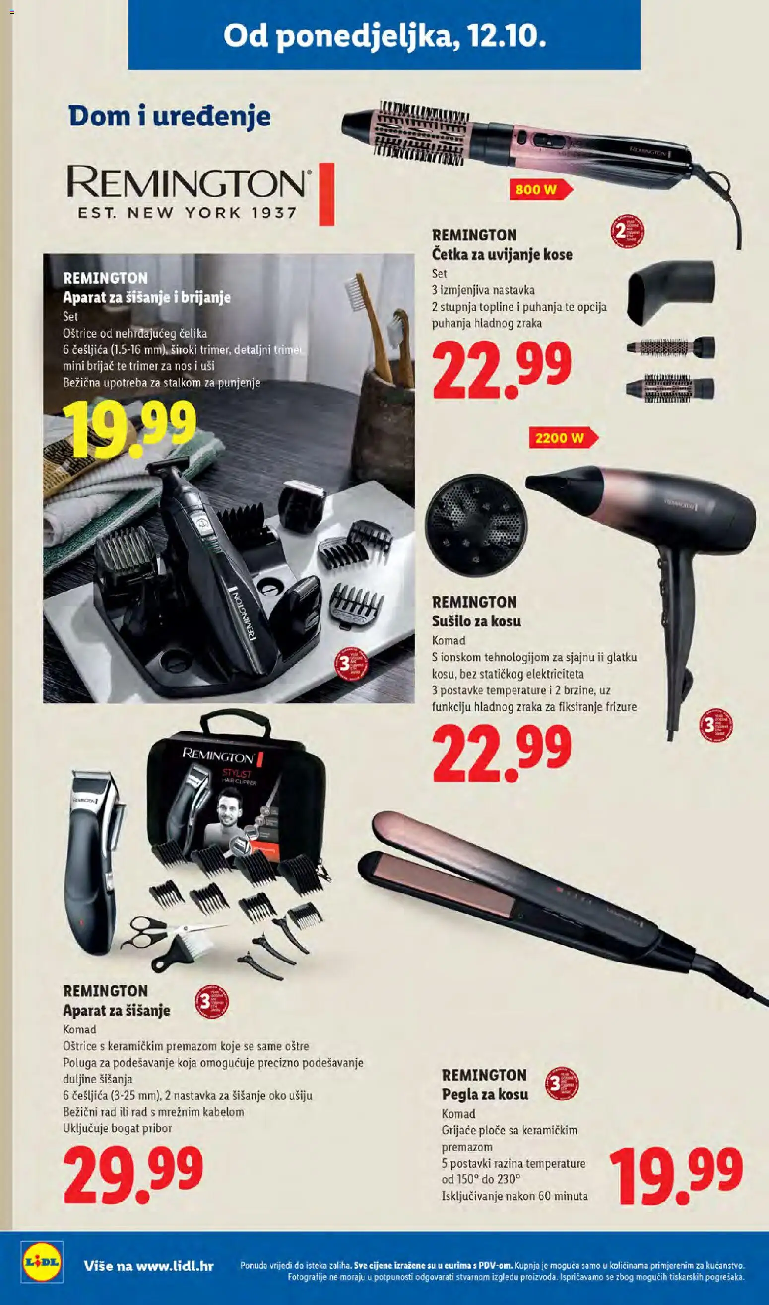 Lidl katalog | vrijedi od 12.10.2026 | Stranica: 34 | Proizvodi: Pegla, Sušilo za kosu, Pegla za kosu, Trimer