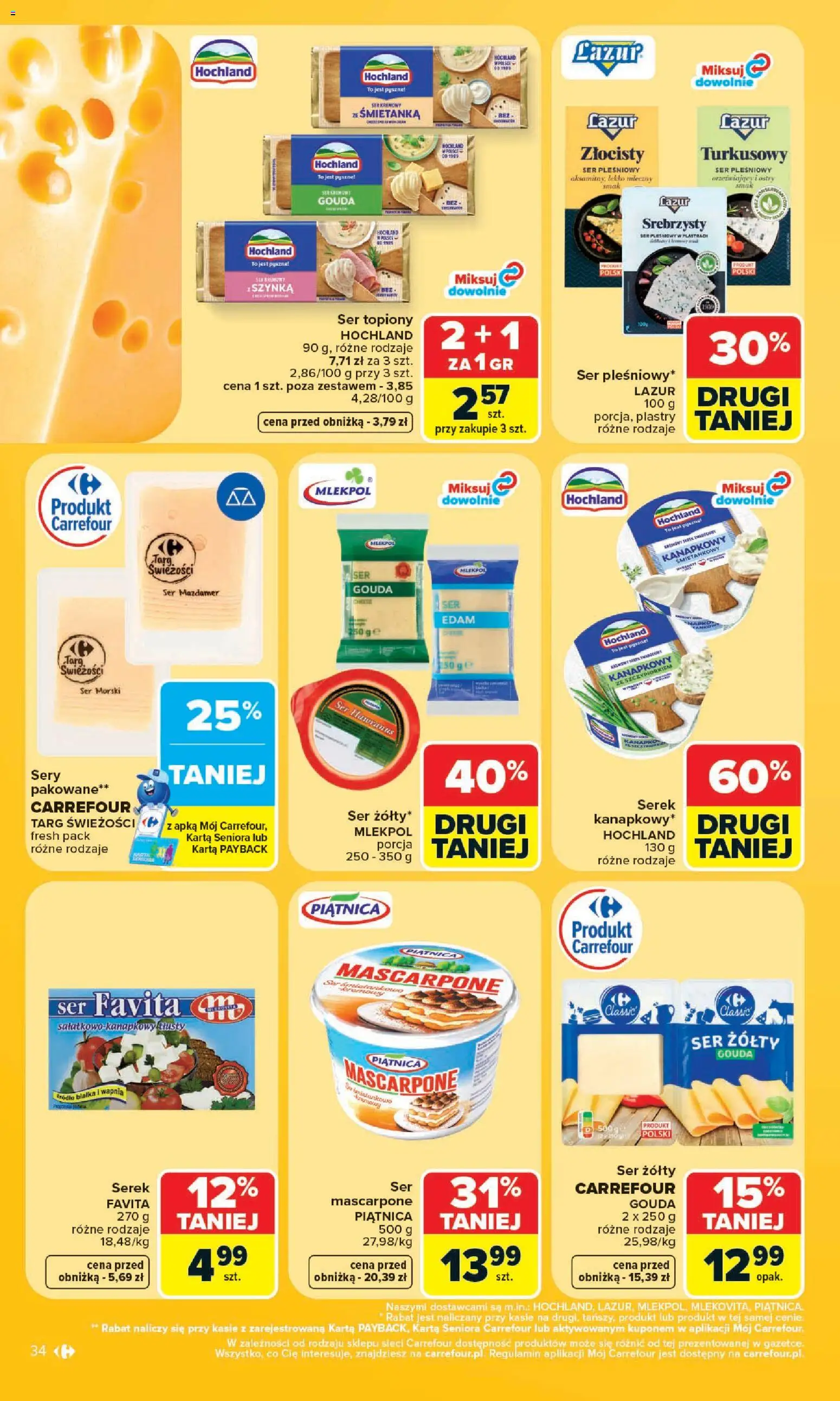 Carrefour gazetka od 13.07.2026 | Strona: 36 | Produkty: Karta, Ser topiony, Szynka, Mascarpone