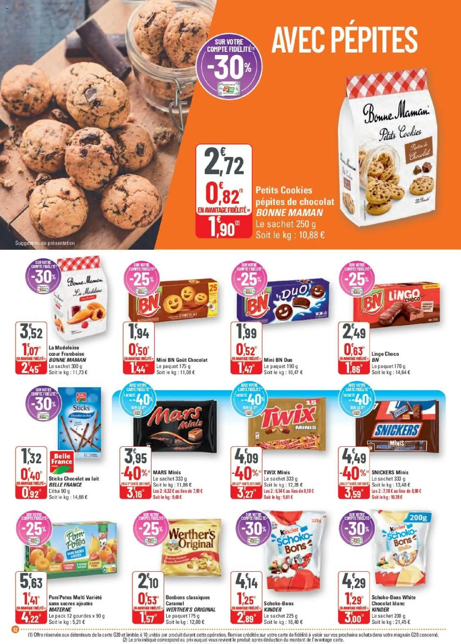 {H1} | Page: 12 | Produits: Snickers, Lait, Chocolat, Bonne Maman