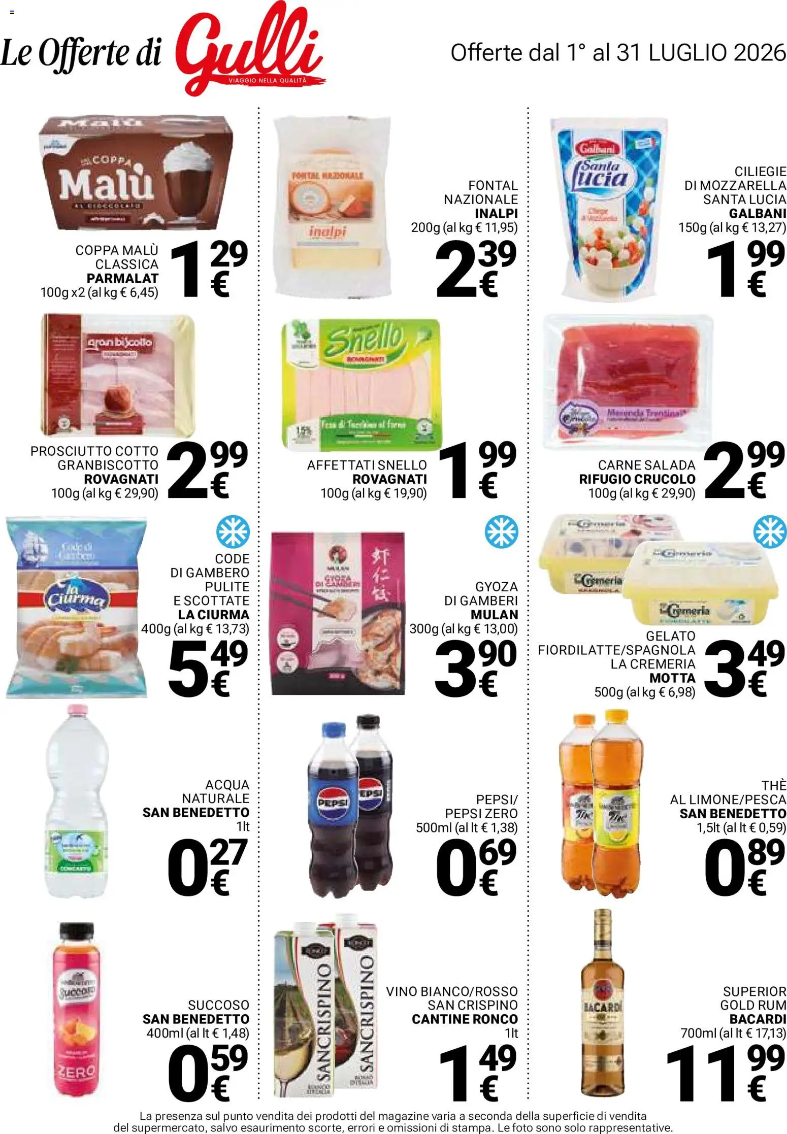 Volantino Gulliver del 01/07/2026 | Pagina: 31 | Prodotti: Prosciutto Cotto, Gelato, Acqua naturale, Pepsi