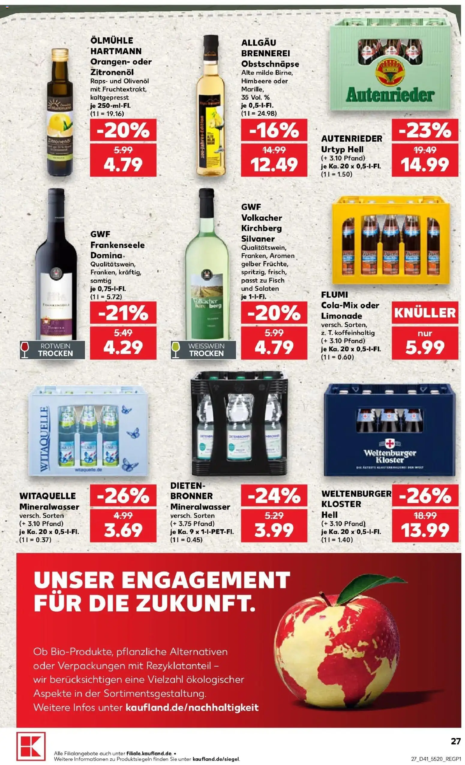 Prospekt Kaufland ab 08.10.2026 » Angebote Online zum Blättern | Seite: 27 | Produkte: Olivenol, Orangen, Limonade, Mineralwasser