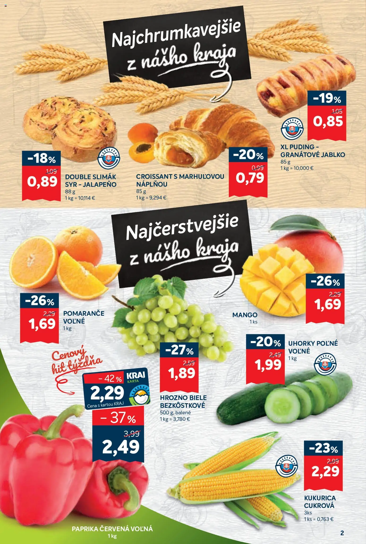 Nové Kraj akcie – leták je platný od 17.09.2026 | Strana: 2 | Produkty: Paprika, Syr, Mango, Hrozno