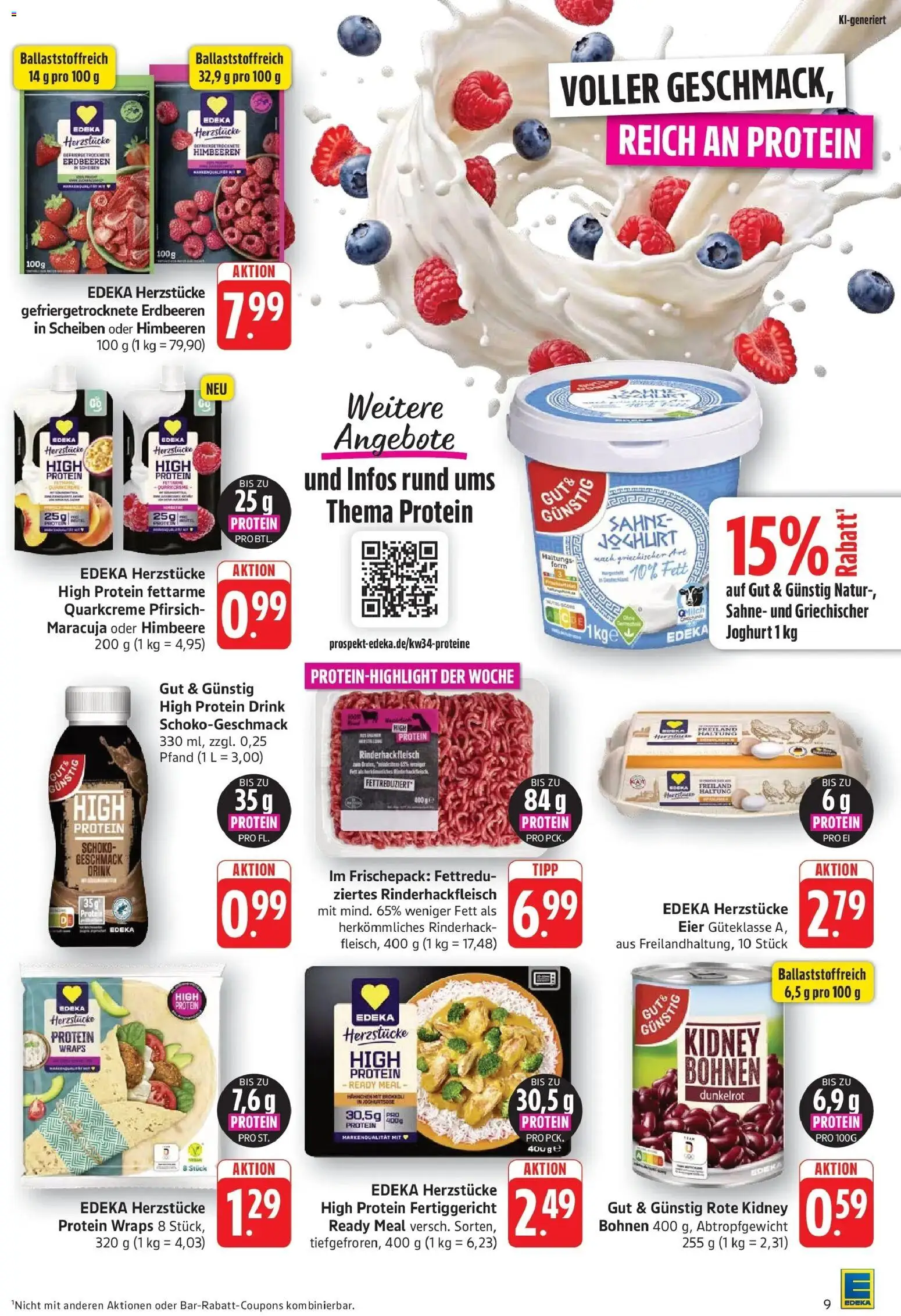 Edeka Prospekt Eislingen (ab 17.08.2026) » Angebote Online | Seite: 9 | Produkte: Joghurt, Eier, Himbeere, Sahne
