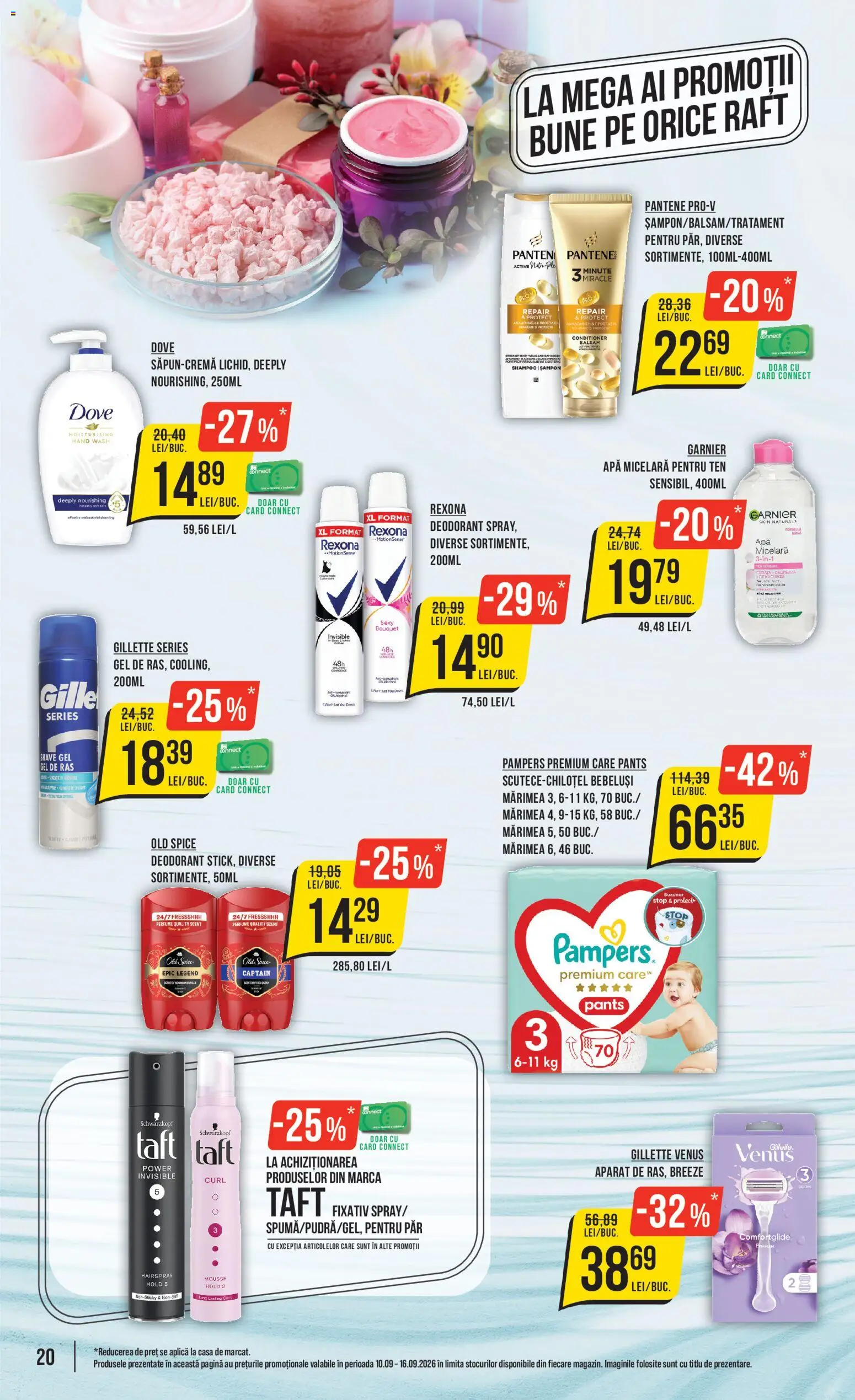 Noul catalog Mega Image – valabil de la 10.09.2026 | Pagină: 20 | Produse: Premium, Pampers, Aplică, Raft