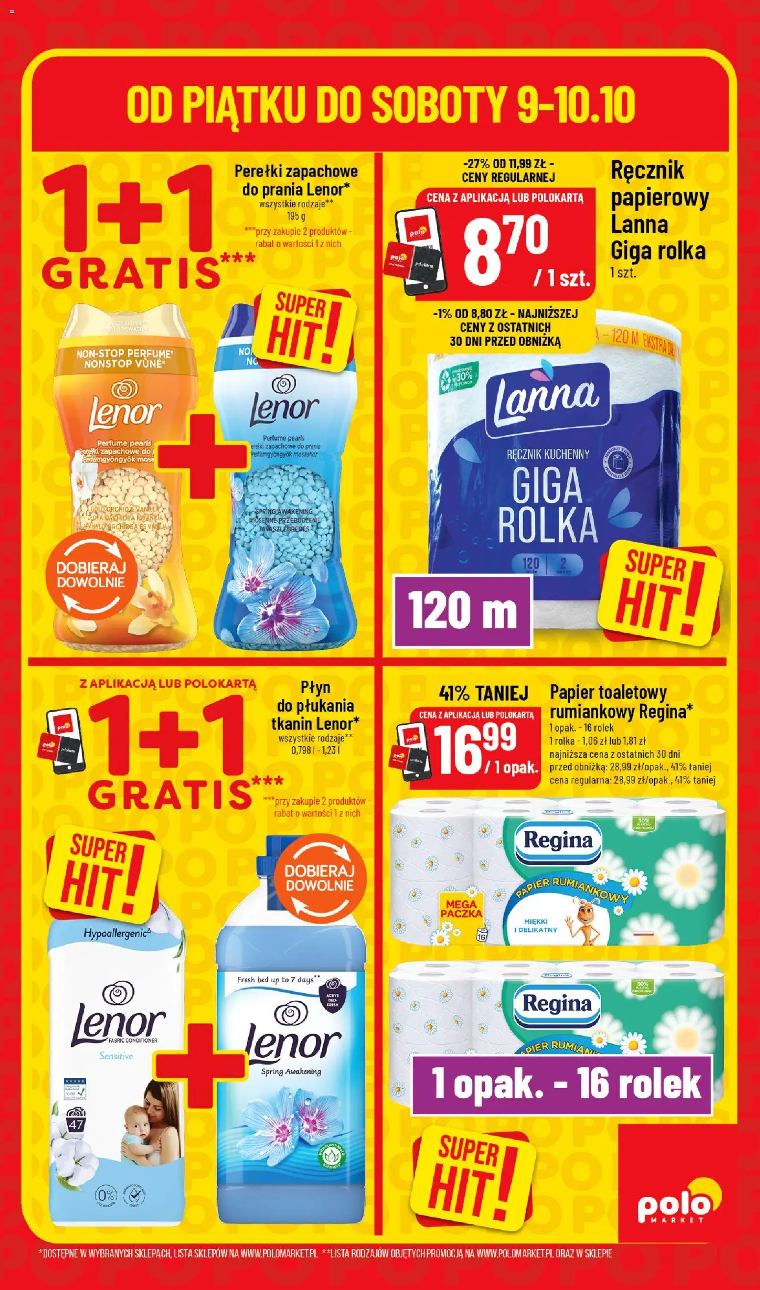 Nowa POLOmarket gazetka od jutra 08.10.2026 | Strona: 5 | Produkty: Płyn do płukania, Papier toaletowy, Ręcznik kuchenny, Papier rumiankowy