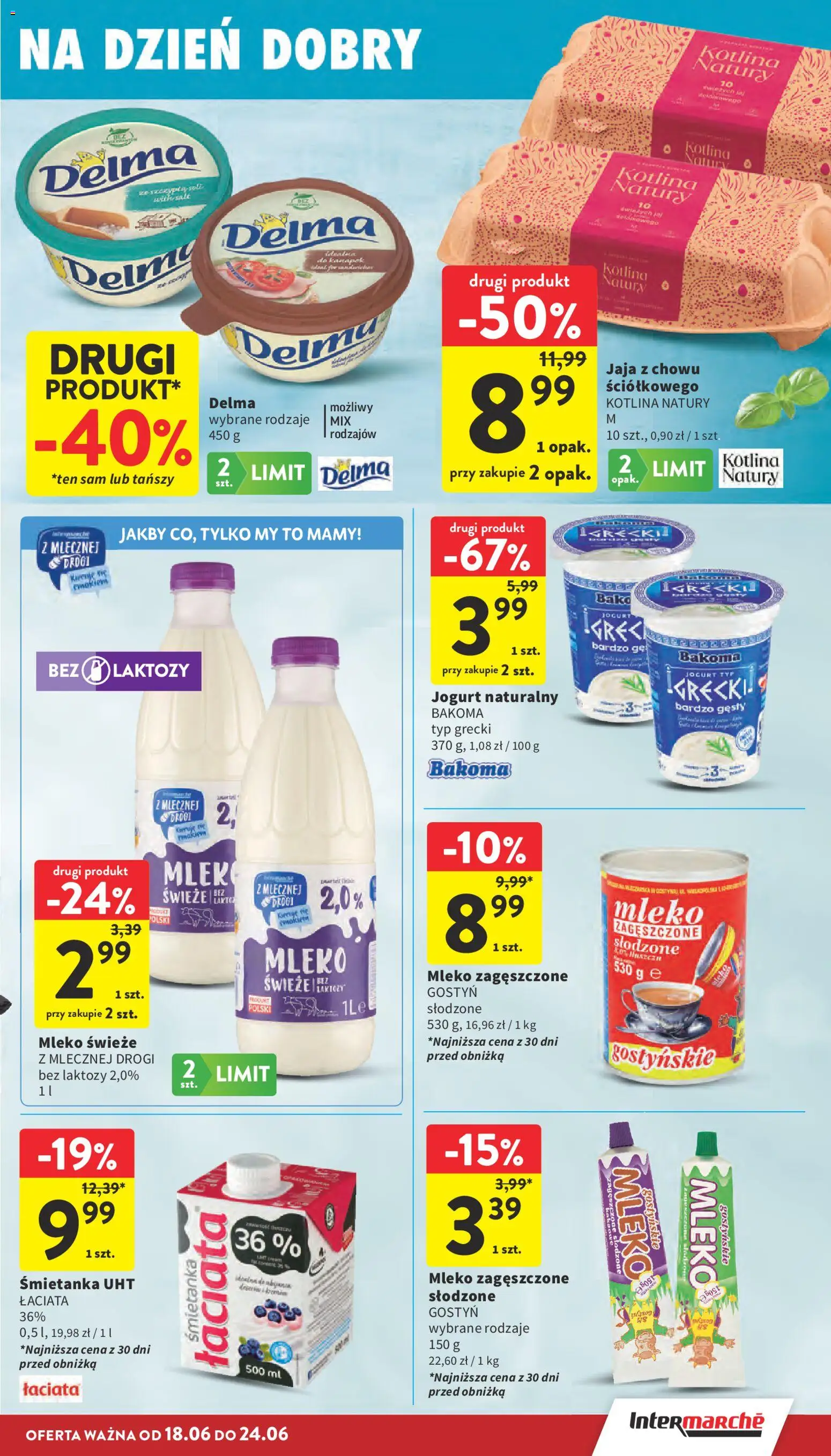 Intermarche gazetka od 18.06.2026 | Strona: 19 | Produkty: Bez laktozy, Mleko, Jogurt, Jaja