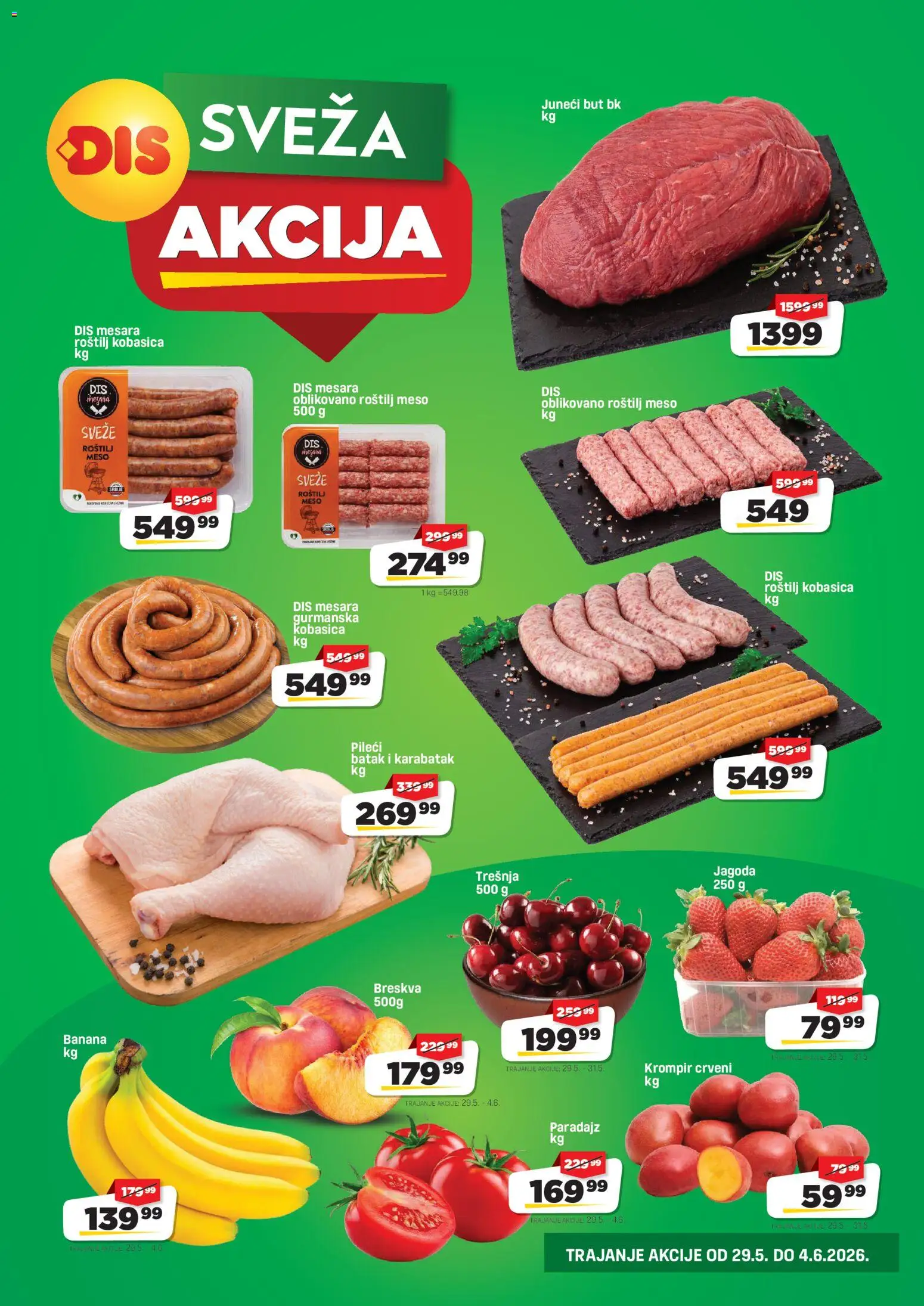 DIS katalog - važi od 29.05.2026 | Strana: 3 | Proizvode: Krompir, Breskva, Kobasica, Roštilj meso