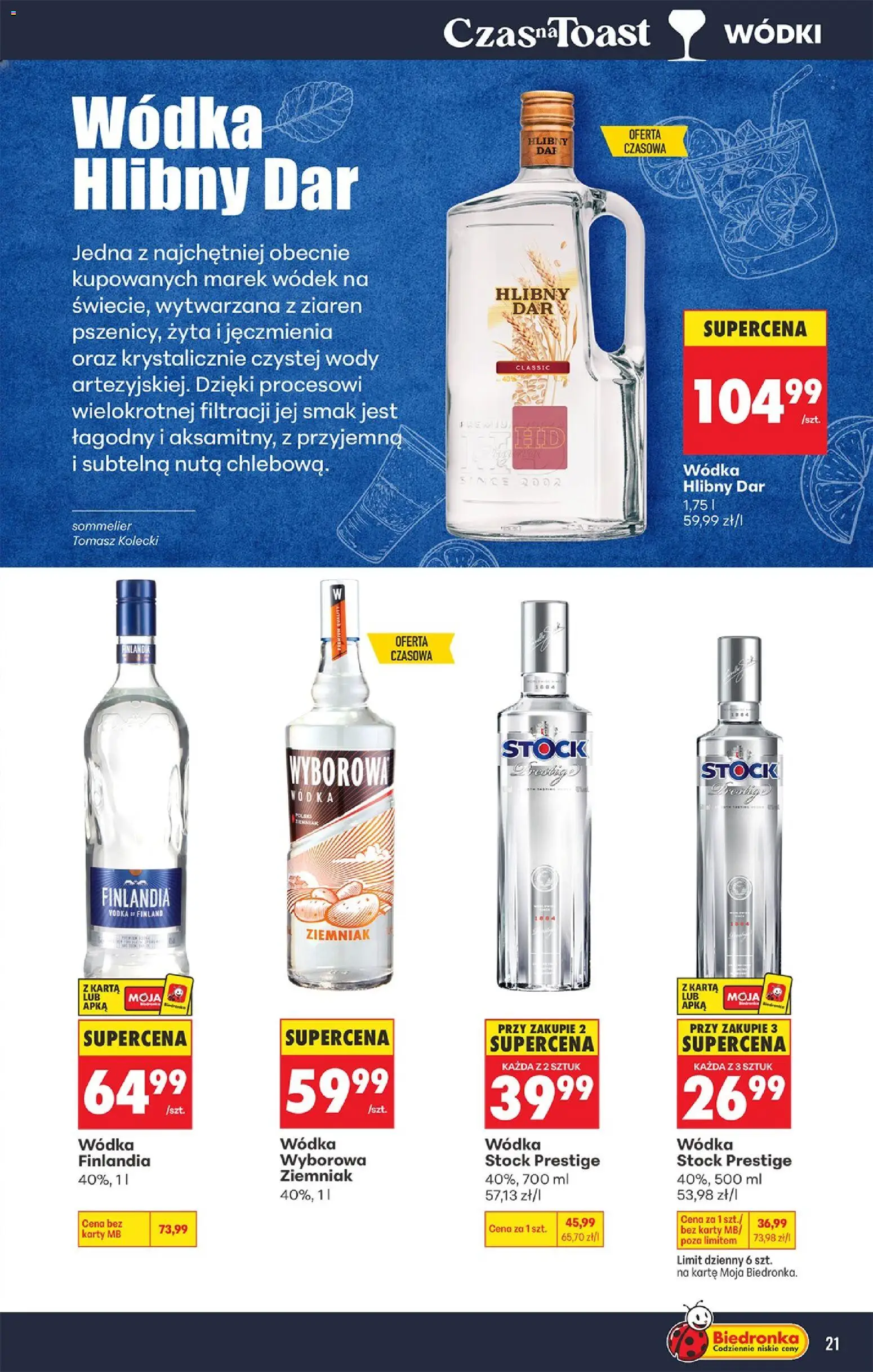 Biedronka gazetka - Czas na toast od 05.10.2026 | Strona: 21 | Produkty: Karta, Wódka Stock, Wódka wyborowa, Wódka