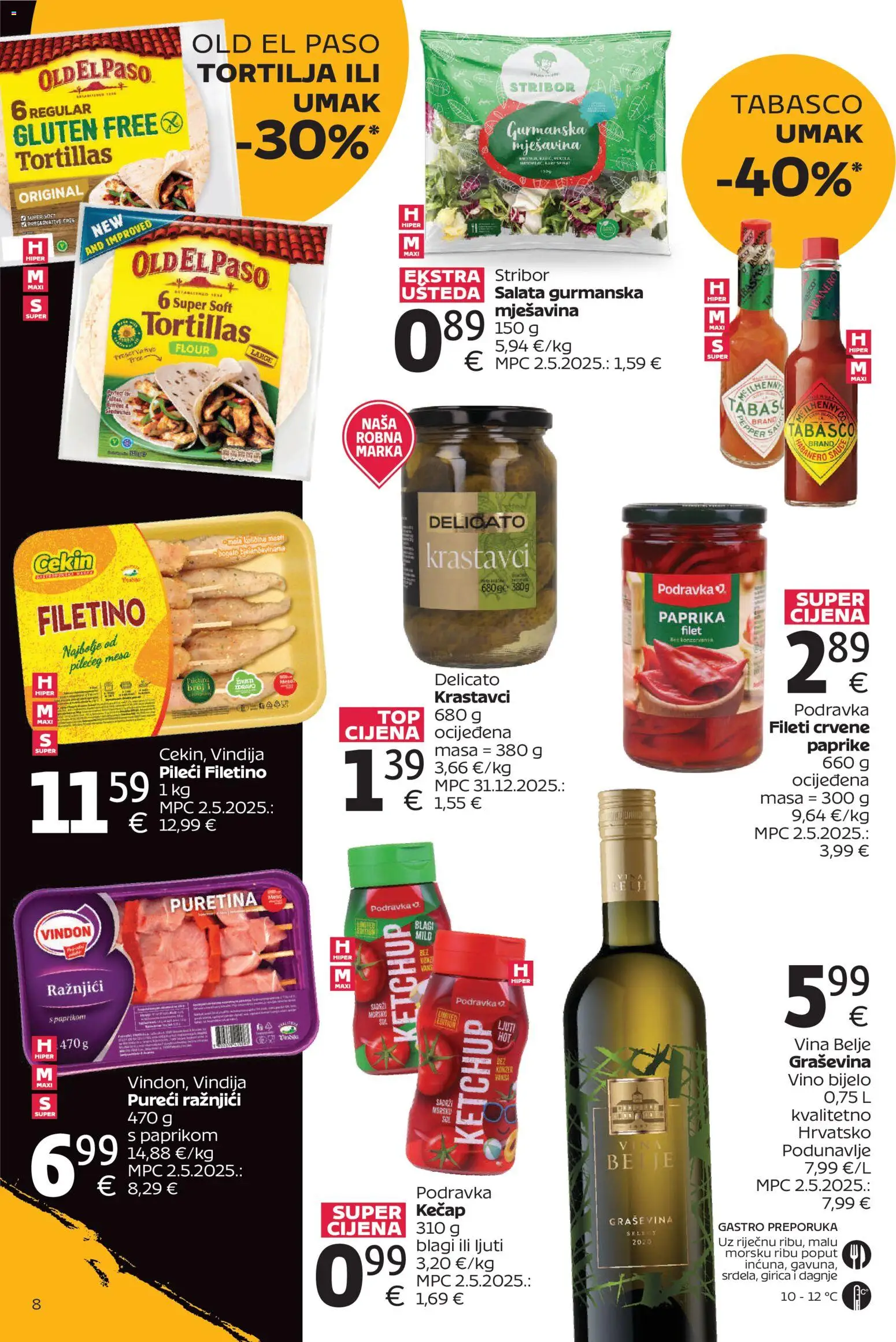 Tommy katalog | vrijedi od 27.04.2026 | Stranica: 8 | Proizvodi: Vindija, Podravka, Vino, Paprika