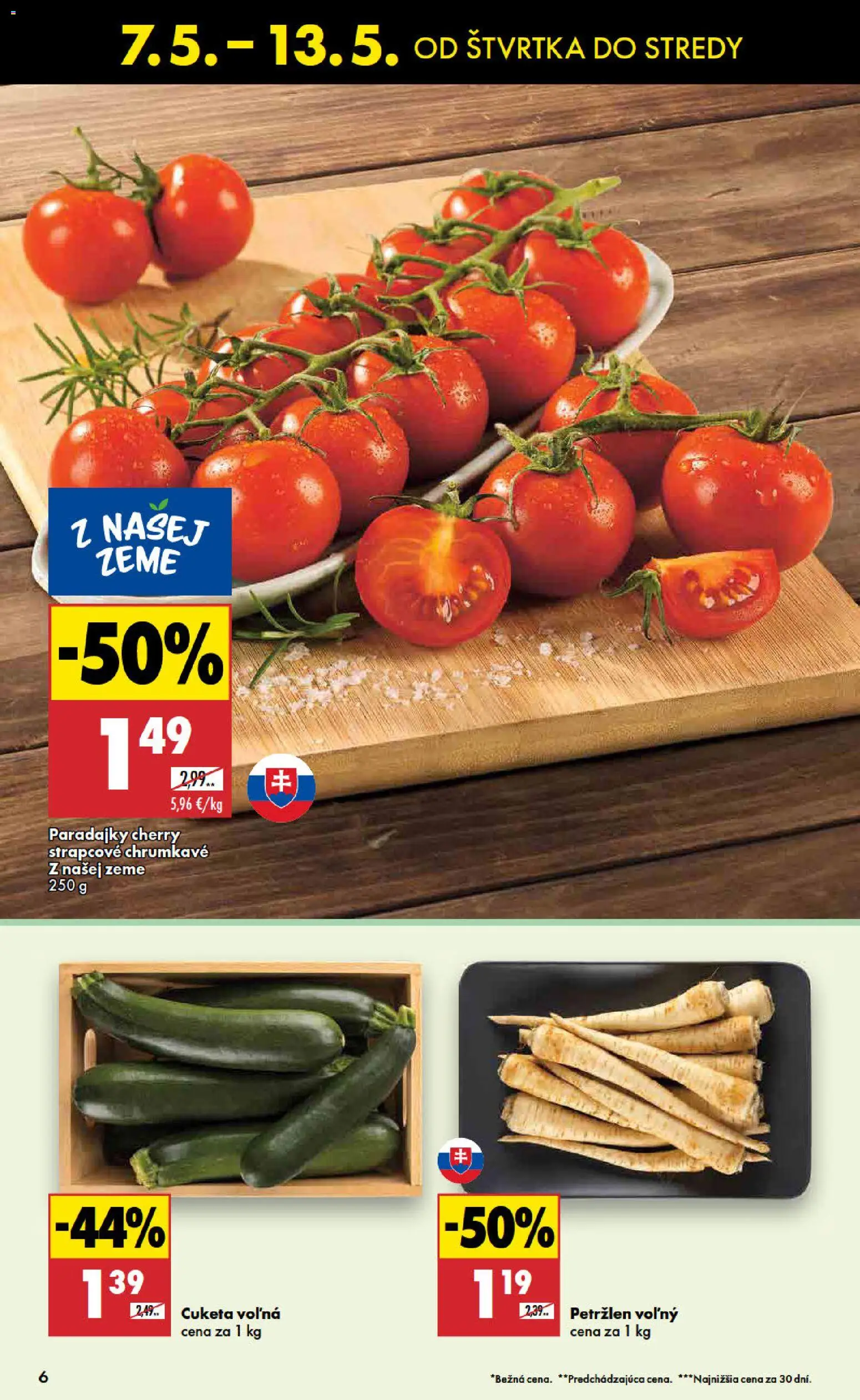 Nové Biedronka akcie – leták je platný od 07.05.2026 | Strana: 6 | Produkty: Paradajky, Cuketa, Petržlen