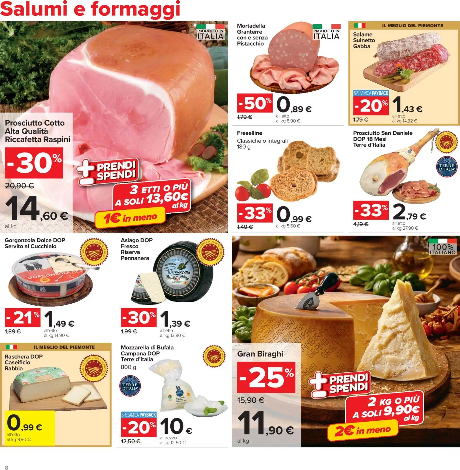 Volantino Carrefour del 19.05.2026 | Pagina: 8 | Prodotti: Prosciutto Cotto, Mozzarella, Mortadella, Gorgonzola