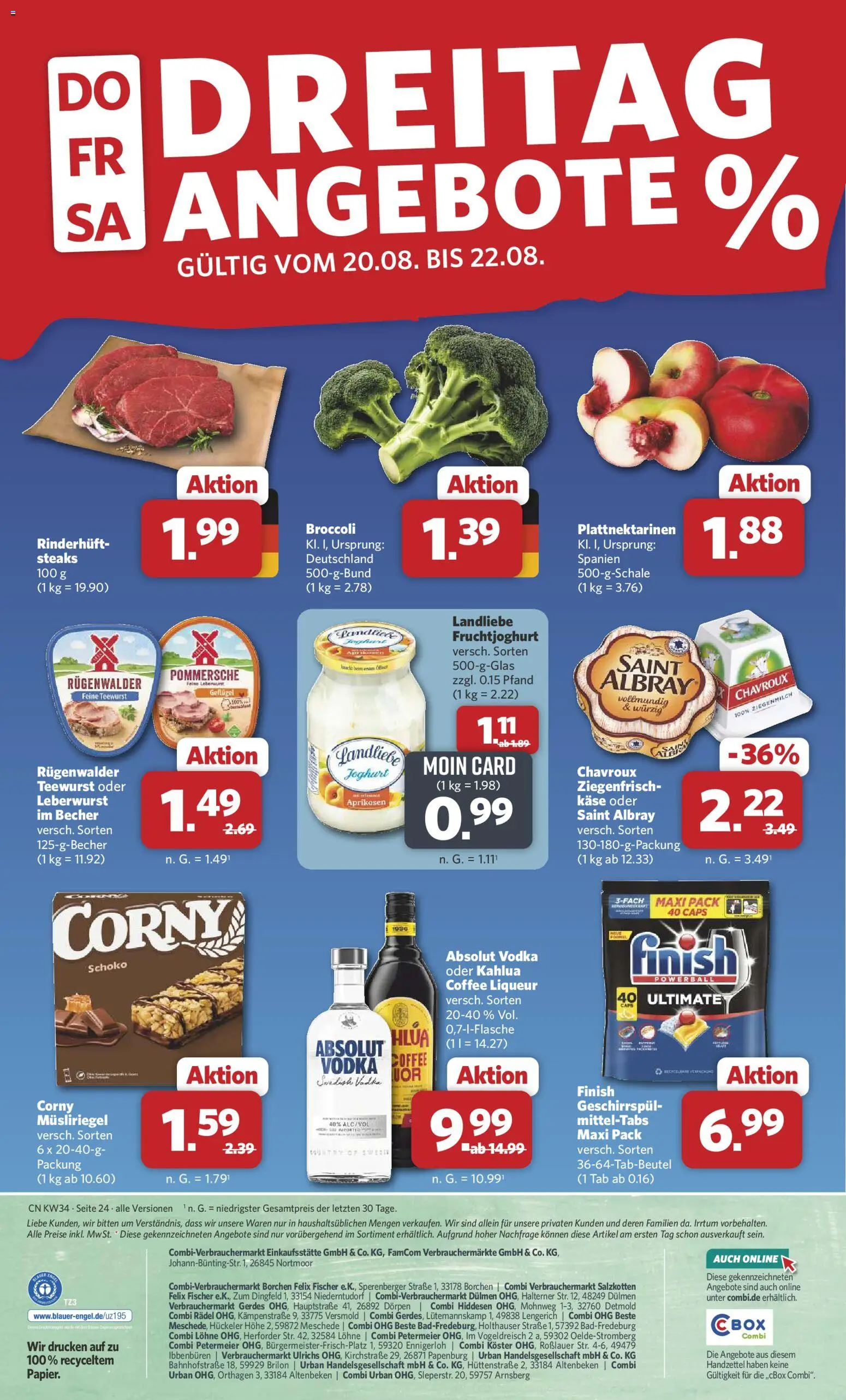 Combi Prospekt – gültig ab 17.08.2026 | Seite: 26 | Produkte: Käse, Joghurt, Finish, Fruchtjoghurt
