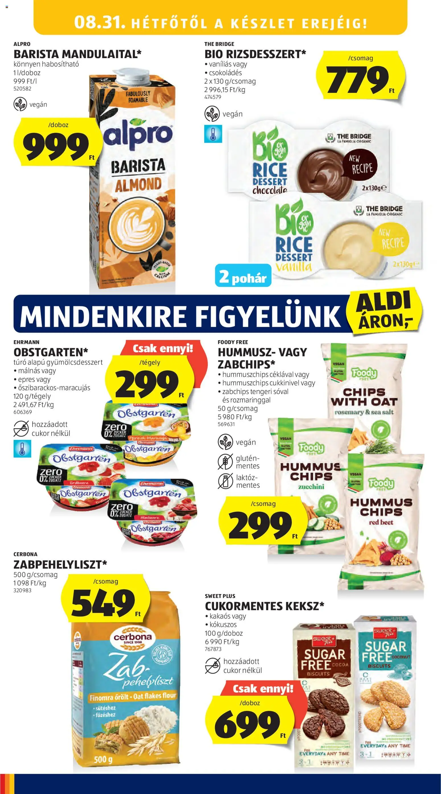 Aldi akciós ujság - amely érvényes a következő dátumtól: 2026.08.27. | Oldal: 24 | Termékek: Chips, Alpro, Pohár, Cukor