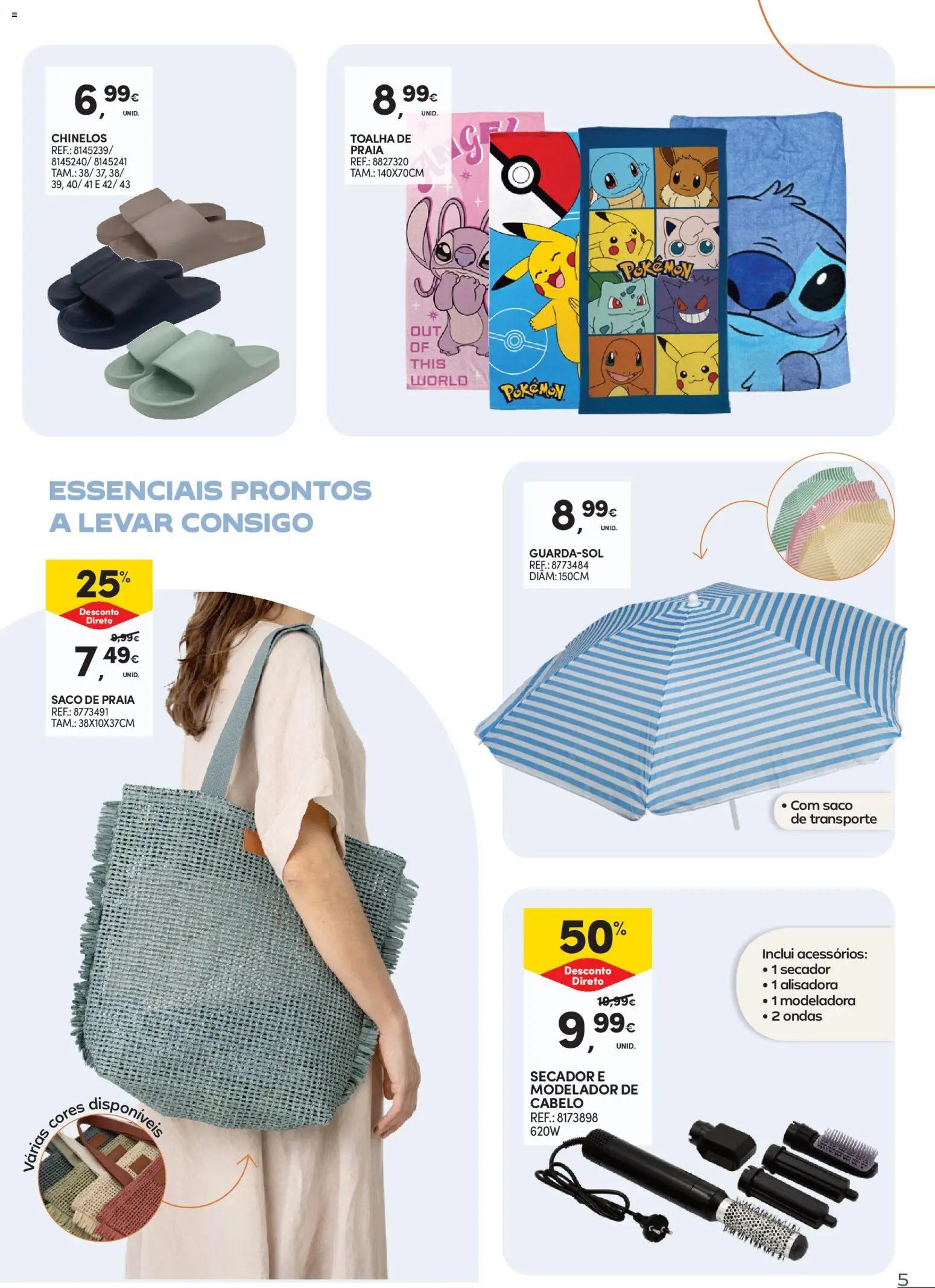 Continente Bazarão: Oportunidades ainda mais incríveis │ válido de 26.05.2026 | Página: 5 | Produtos: Chinelos, Secador, Modelador de cabelo