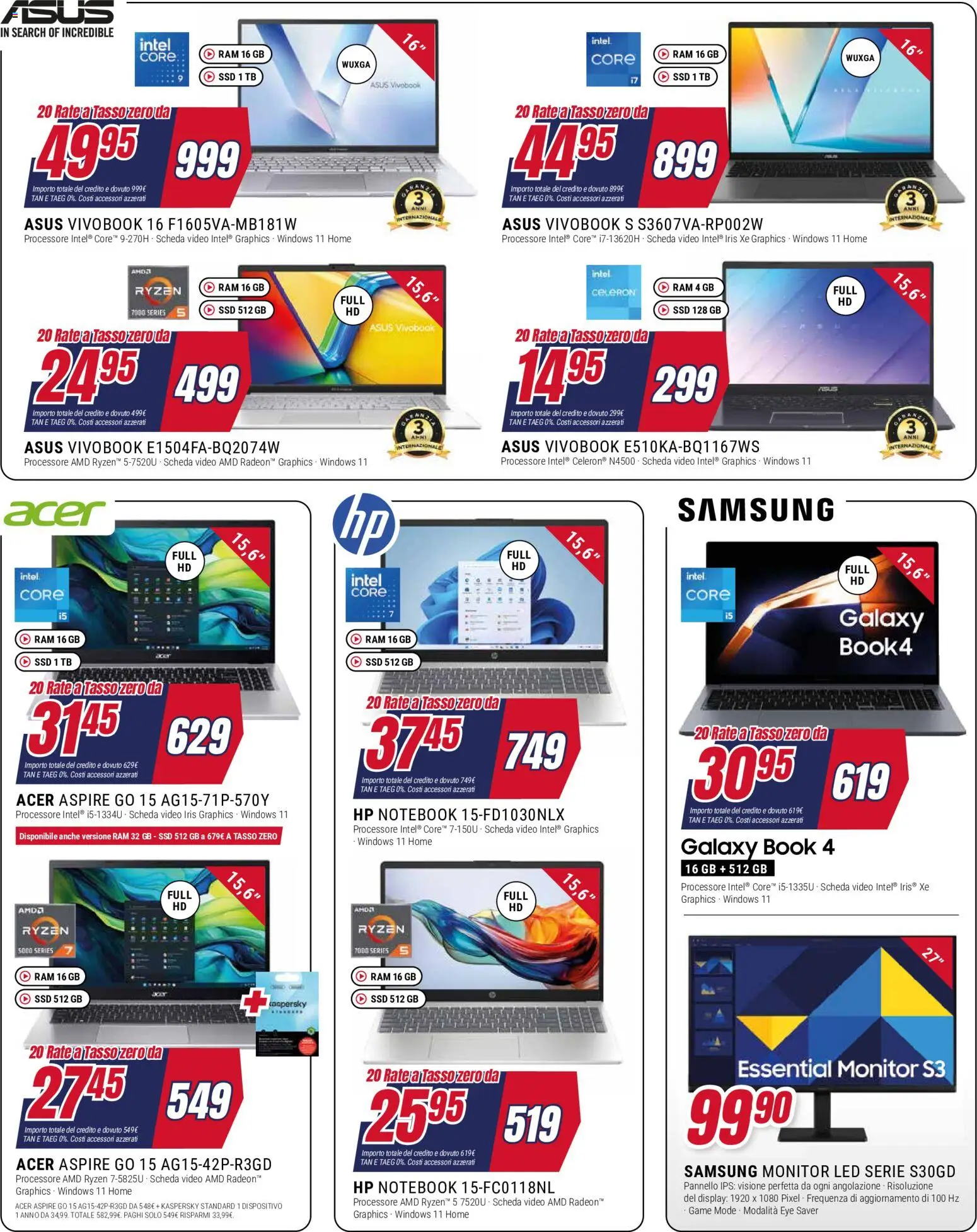 Volantino Trony del 21.05.2026 | Pagina: 33 | Prodotti: Monitor, Notebook, Video, Samsung
