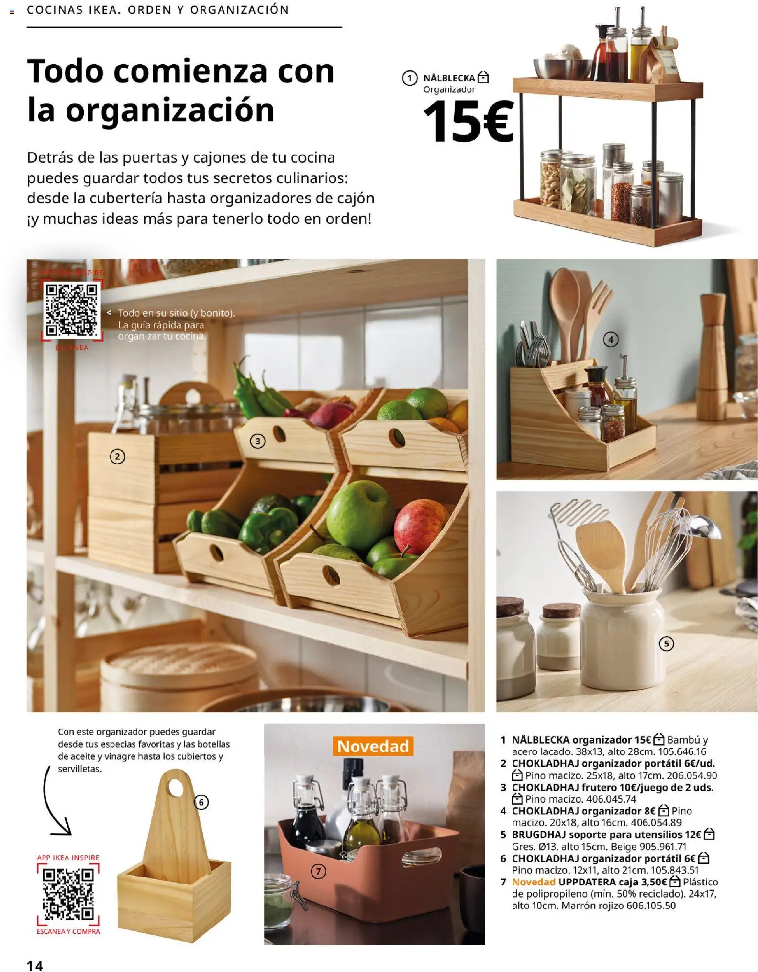 Catálogo IKEA Accesorios y decoración │ válido desde el 01/02/2026 | Página: 14 | Productos: Aceite, Organizador, Especias, Vinagre