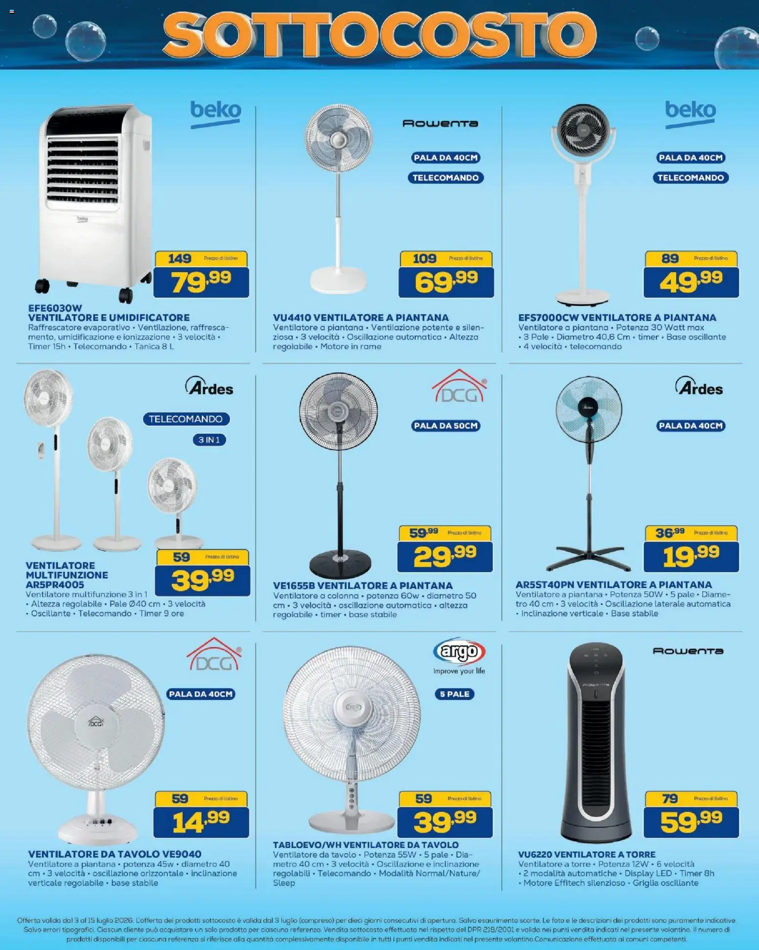 Volantino BRUNO del 03/07/2026 | Pagina: 35 | Prodotti: Ventilatore, Telecomando, Tanica, Griglia
