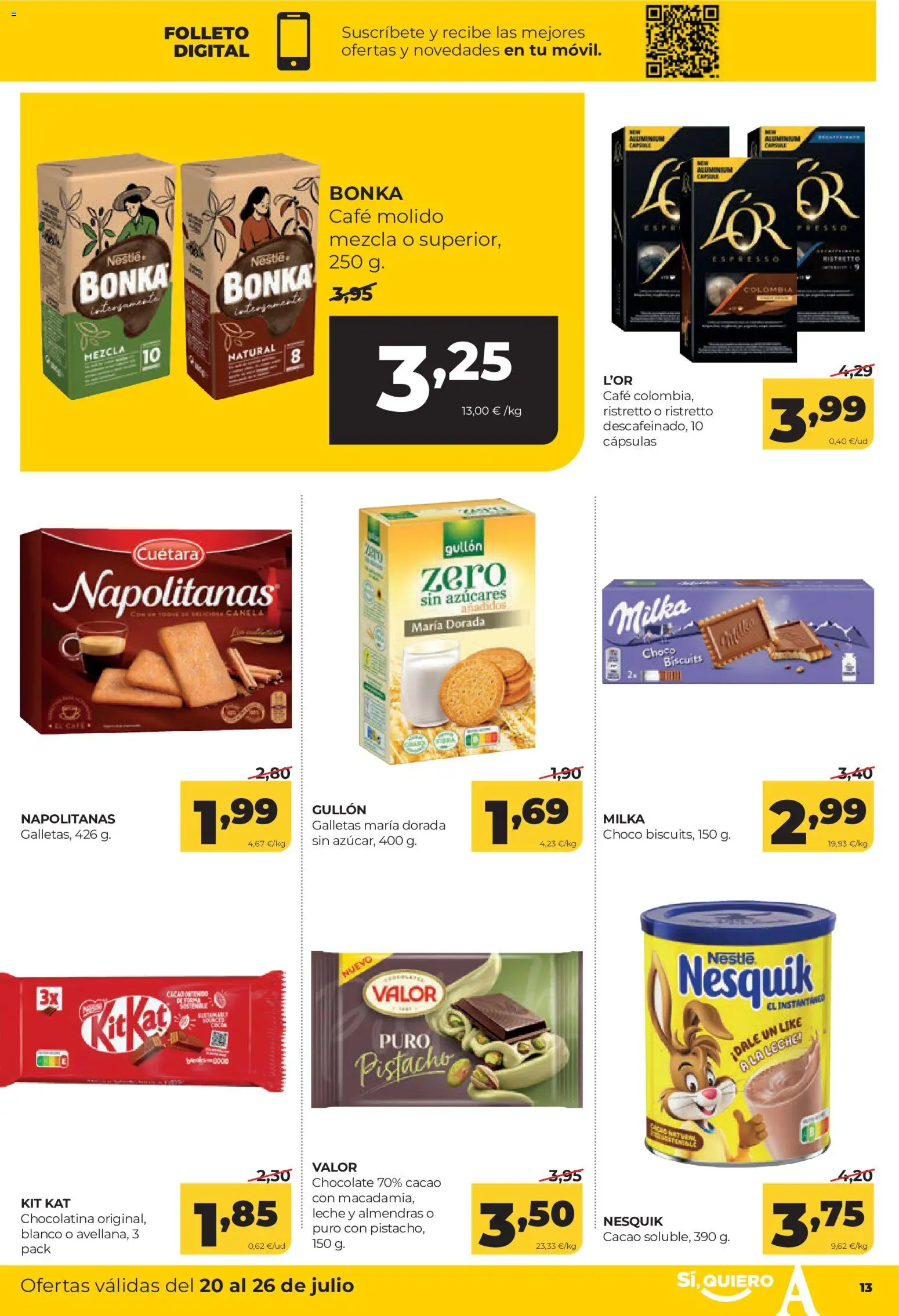 Alimerka folleto │ válido desde el 20/07/2026 | Página: 13 | Productos: Café, Chocolate, Café molido, Galletas