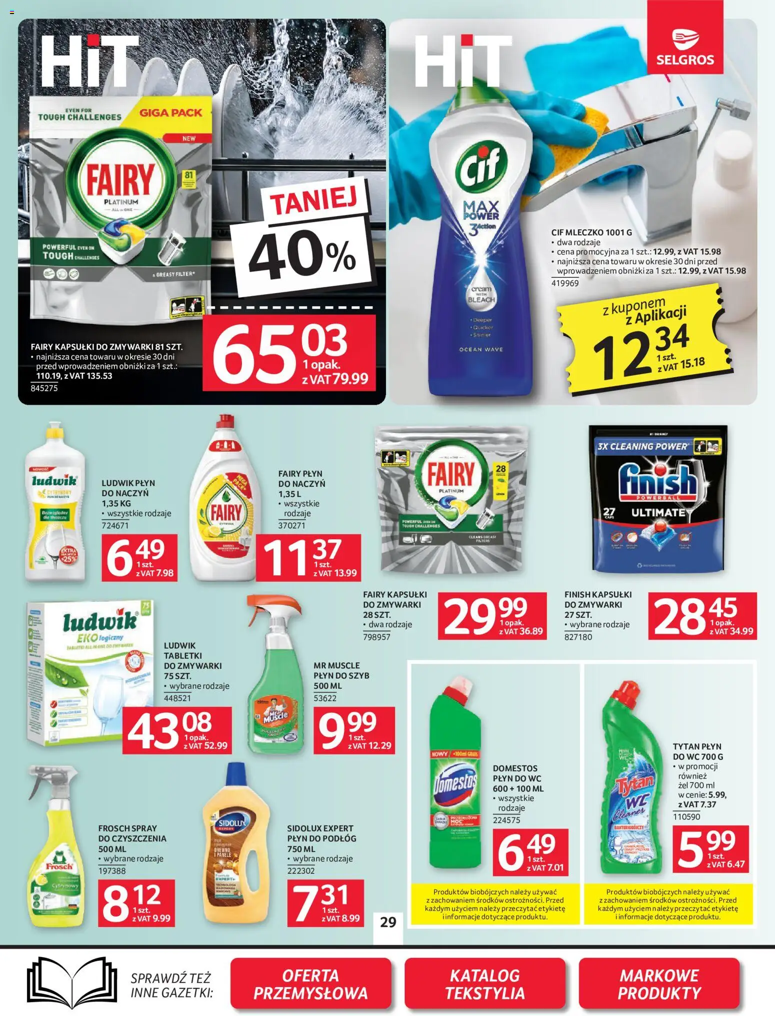Selgros cash&carry gazetka od 22.10.2026 | Strona: 24 | Produkty: Cif mleczko, Płyn do szyb, Fairy, Tekstylia