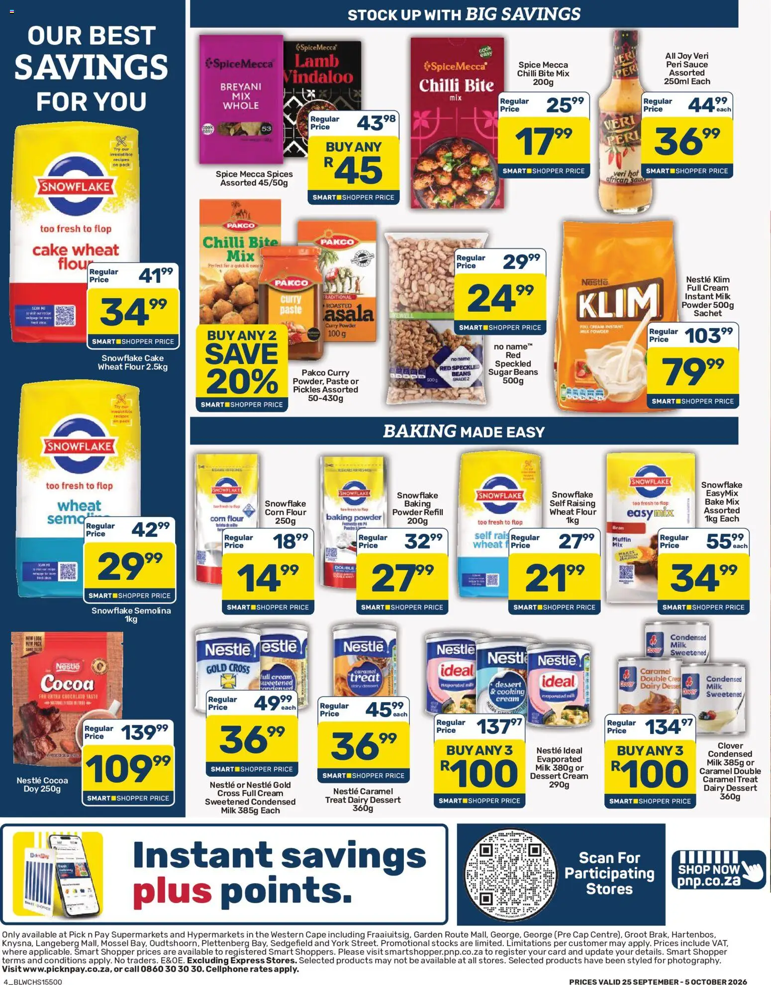 New Pick n Pay catalogue – valid from 25/09/2026 | Page: 4 | Products: Flour, Beans, Cream, Chilli