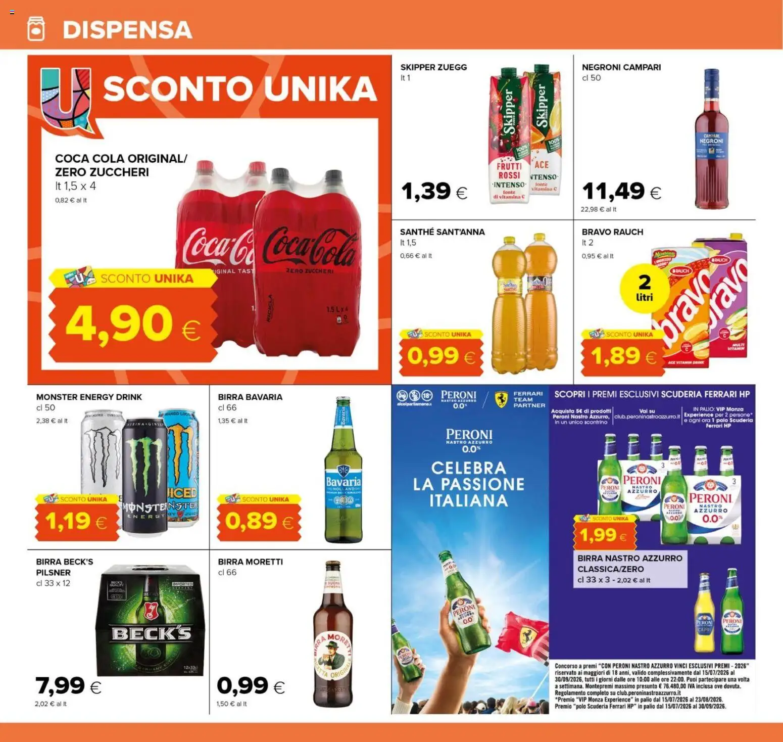 Volantino Oasi del 21/08/2026 | Pagina: 26 | Prodotti: Birra, Birra Moretti, Polo, Coca Cola