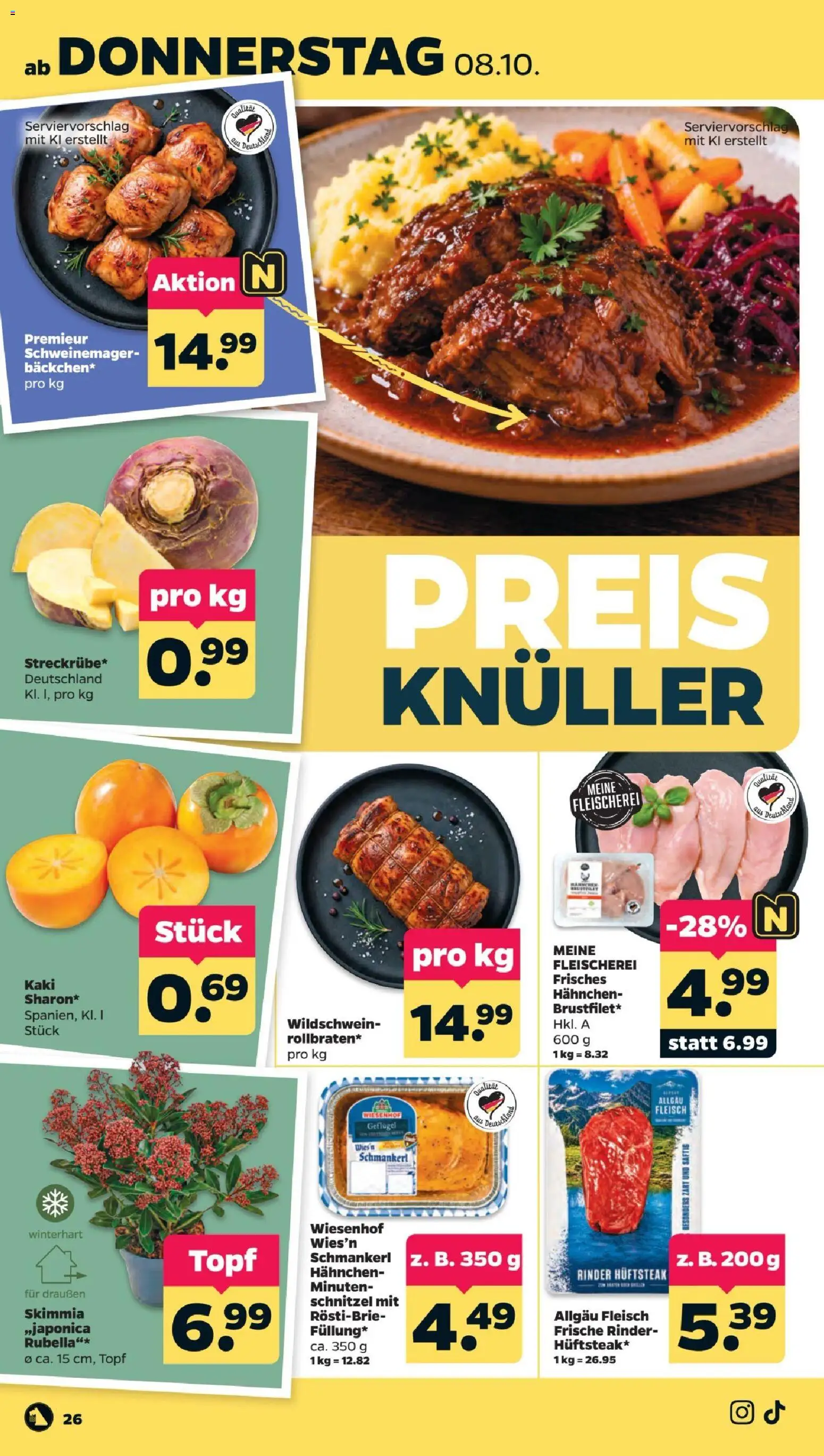 Netto Prospekt – gültig ab 05.10.2026 | Seite: 32 | Produkte: Hahnchen, Schnitzel, Kaki, Fleisch