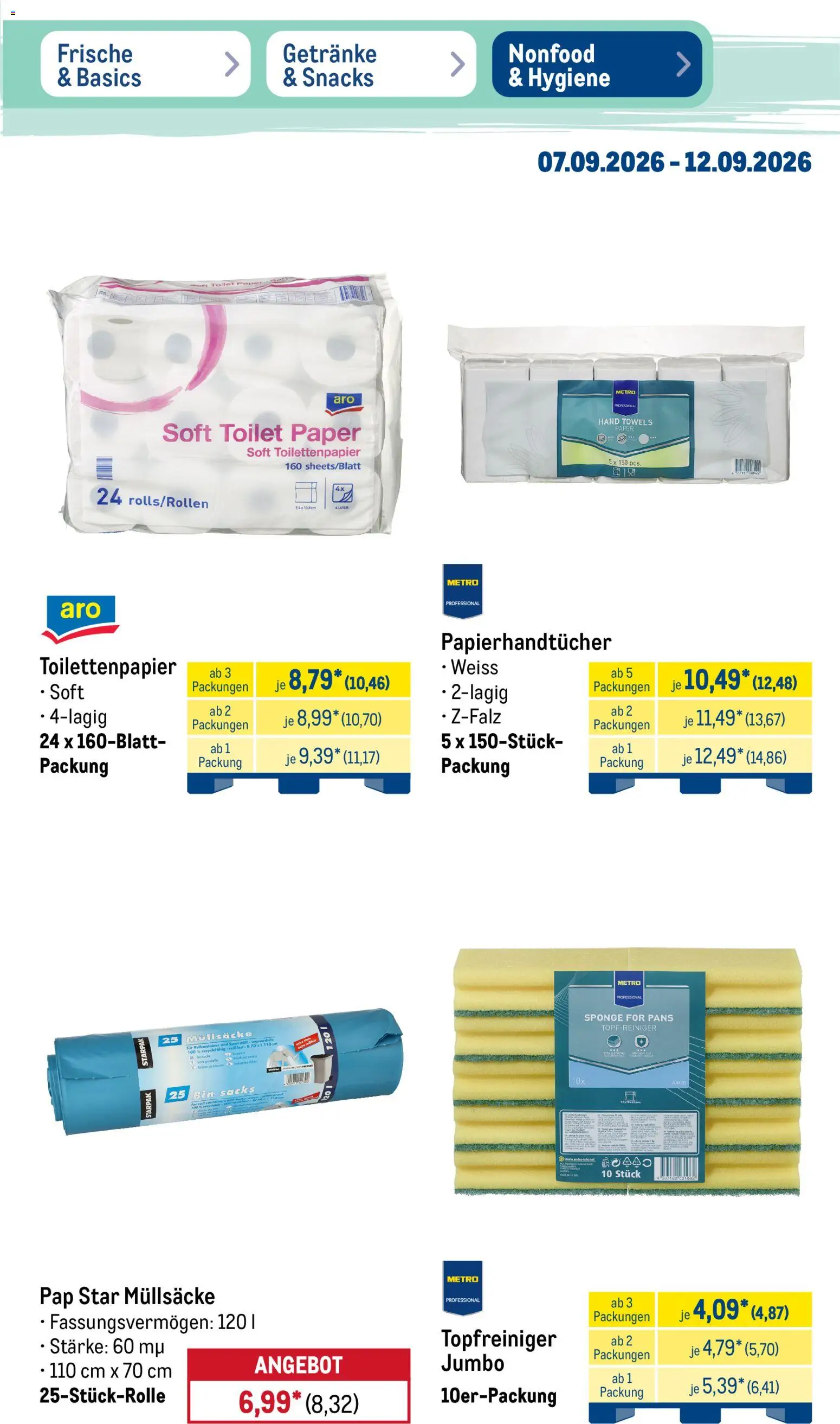 Metro NonFood-Angebote – gültig ab 07.09.2026 | Seite: 3 | Produkte: Toilettenpapier