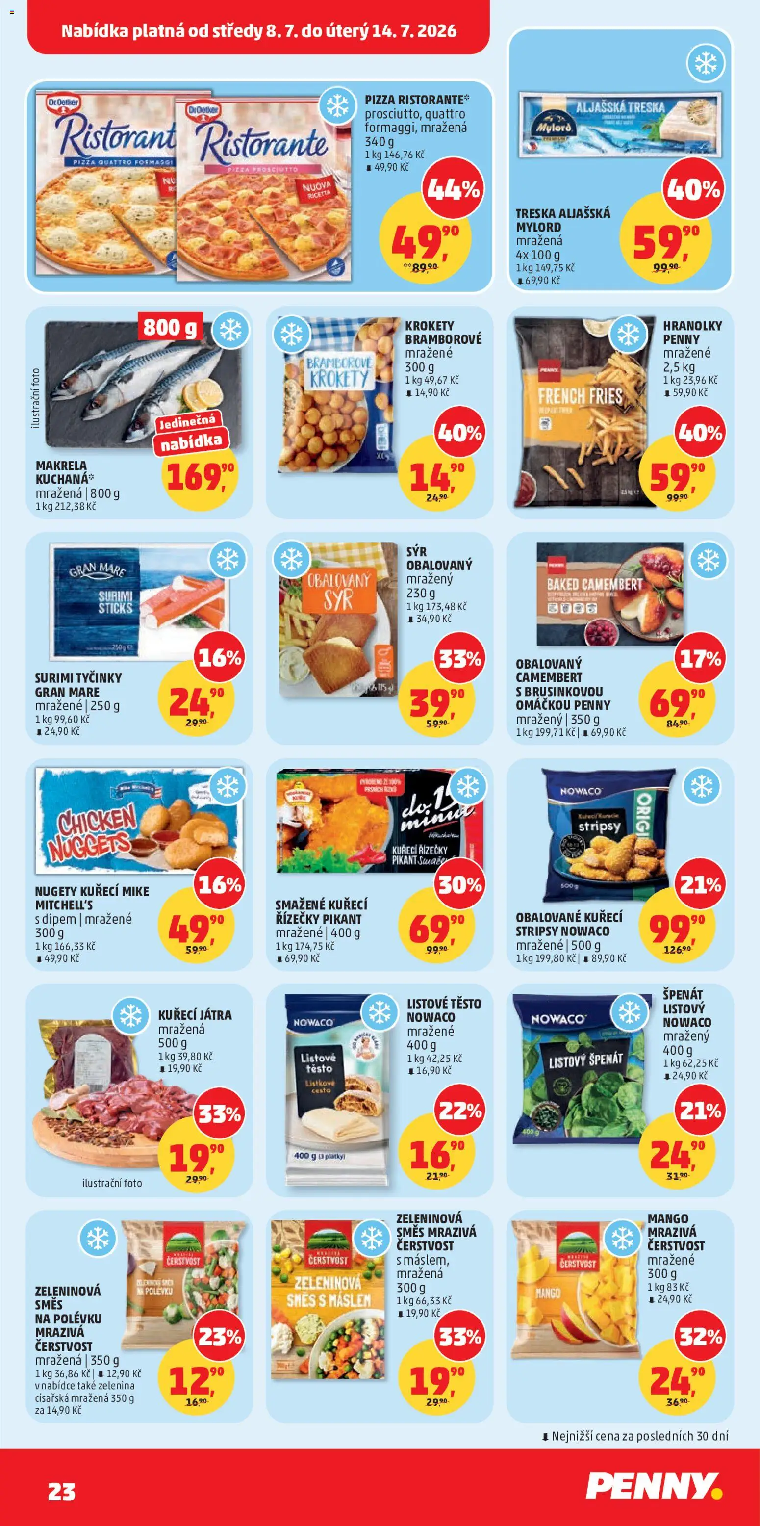 Penny Market leták od 08.07.2026 | Strana: 23 | Produkty: Treska, Tyčinky, Špenát, Bramborové hranolky