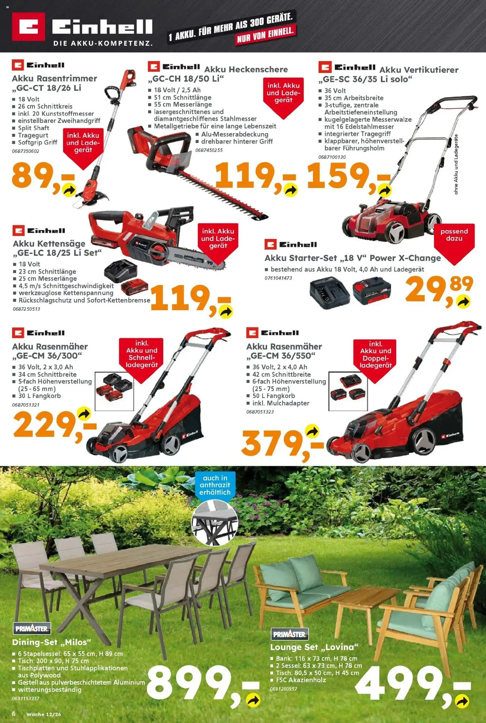Globus Baumarkt Prospekt Saarlouis	 – gültig ab 16.03.2026 | Seite: 6 | Produkte: Rasenmäher, Sessel, Tisch, Ladegerät