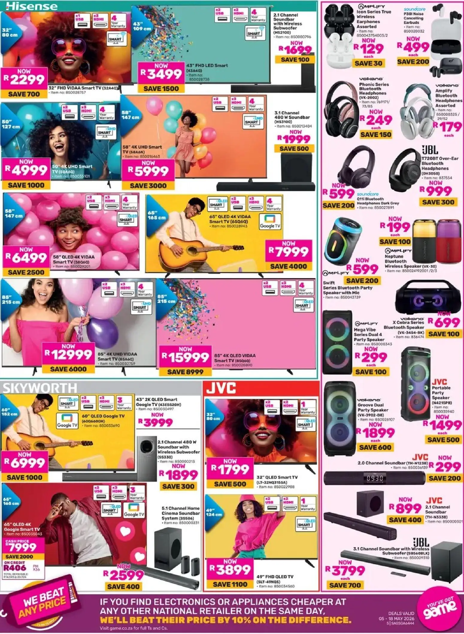 New Game catalogue – valid from 05.05.2026 | Page: 4 | Products: Earbuds, Headphones, Speaker, Subwoofer
