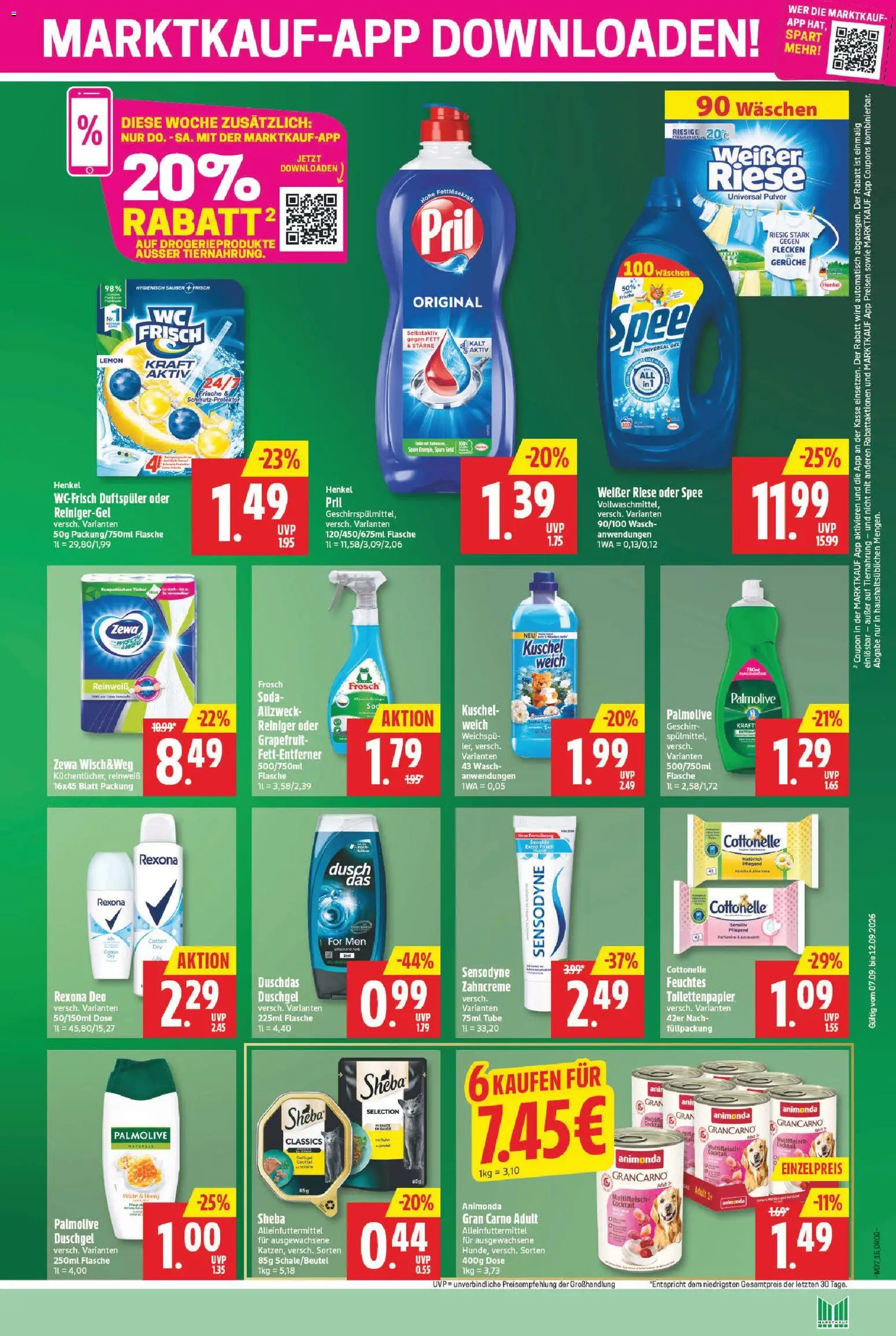 Marktkauf Prospekt – gültig ab 07.09.2026 | Seite: 15 | Produkte: Sheba, Zewa, Spee, Duschdas