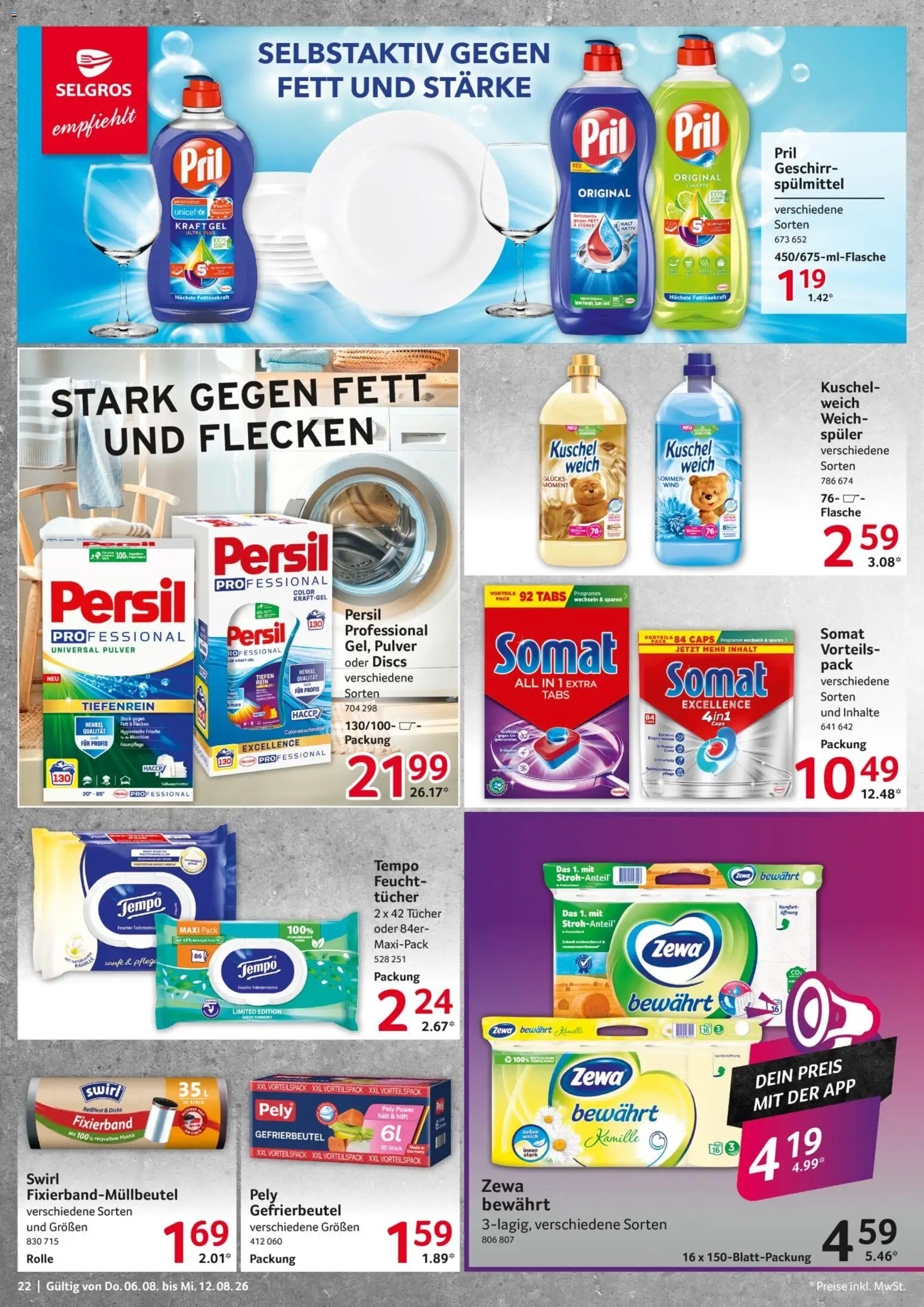 Selgros Prospekt – gültig ab 06.08.2026 | Seite: 22 | Produkte: Tempo, Limette, Pril, Persil