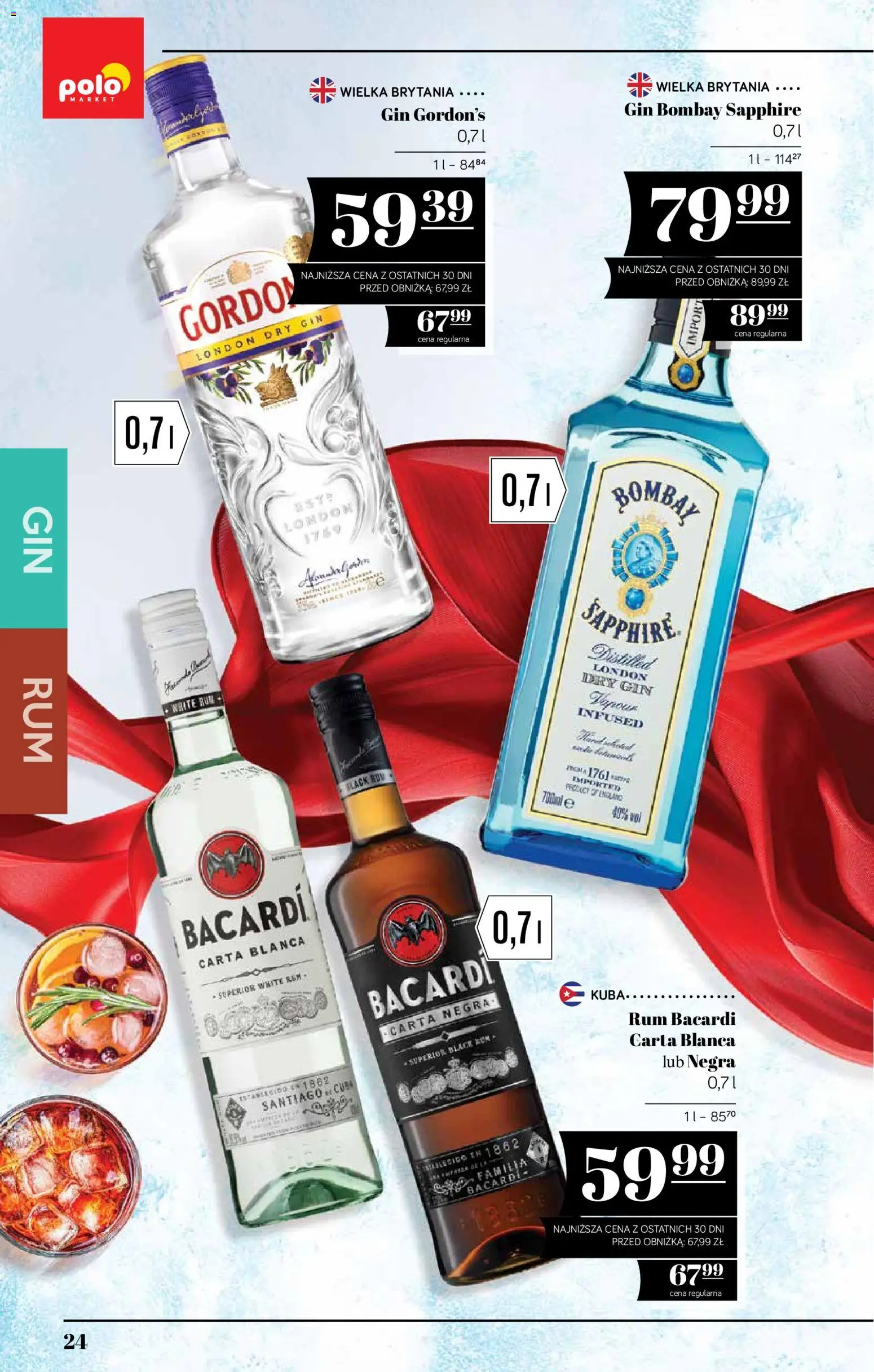 POLOmarket katalog - Alkoholi od 16.07.2026 | Strona: 24 | Produkty: Gin Bombay, Rum Bacardi, Gin Gordon's, Gin